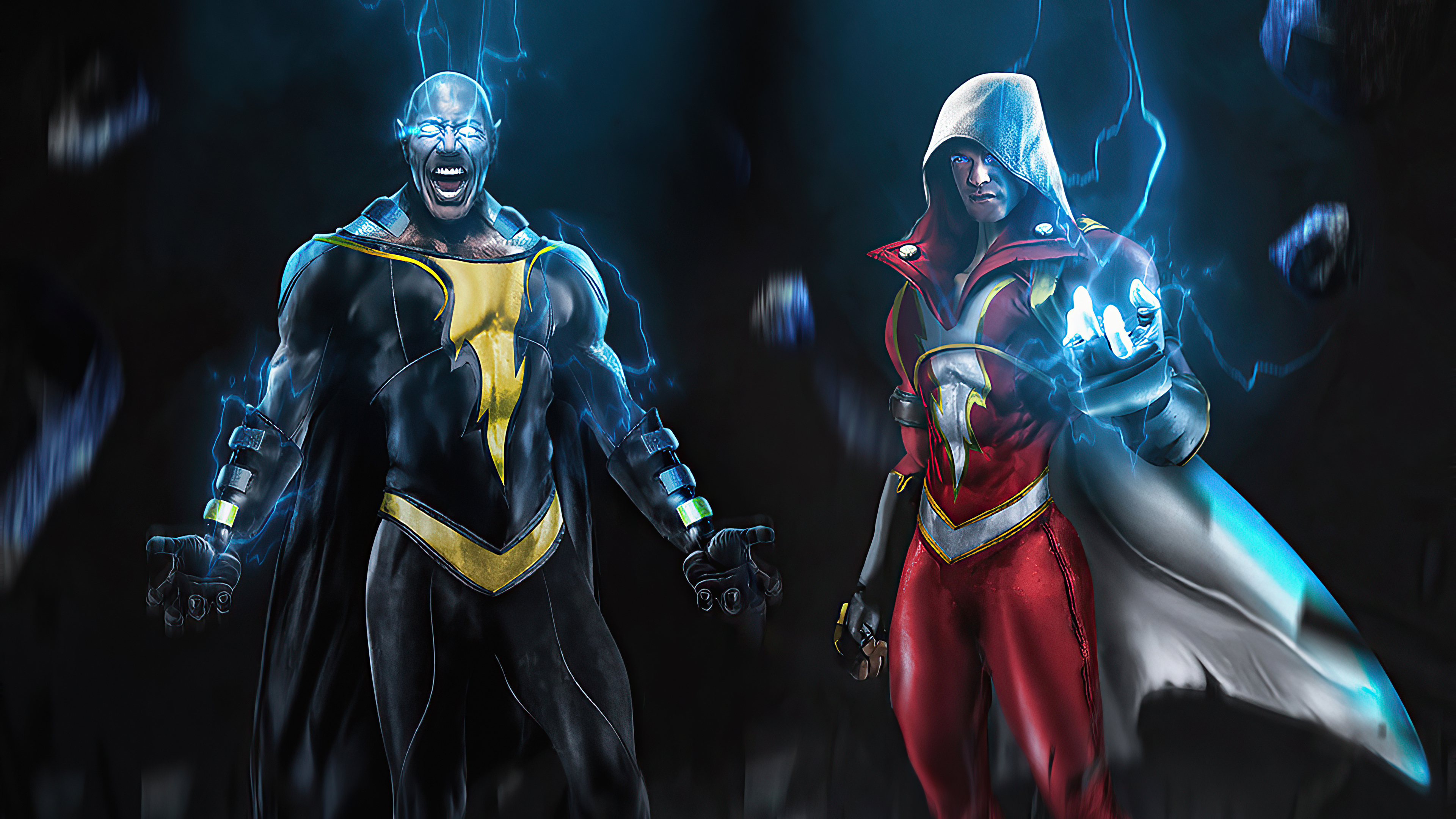 Black Adam, Black Adam and Shazam, Laptop wallpapers, Full HD resolution, 3840x2160 4K Desktop