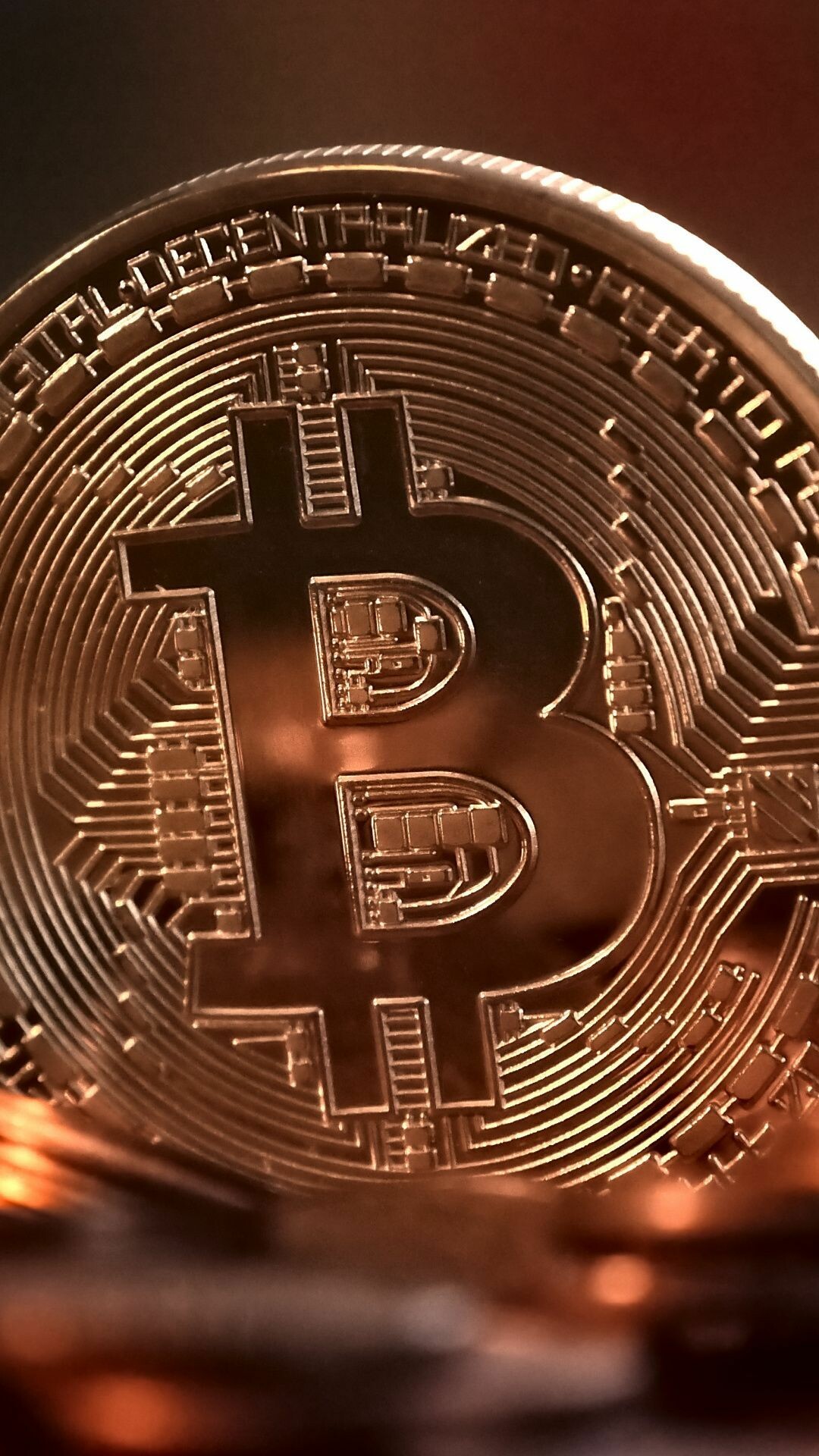 Bitcoin coin close-up, Cryptocurrency logo, Digital currency, Bitcoin branding, 1080x1920 Full HD Phone