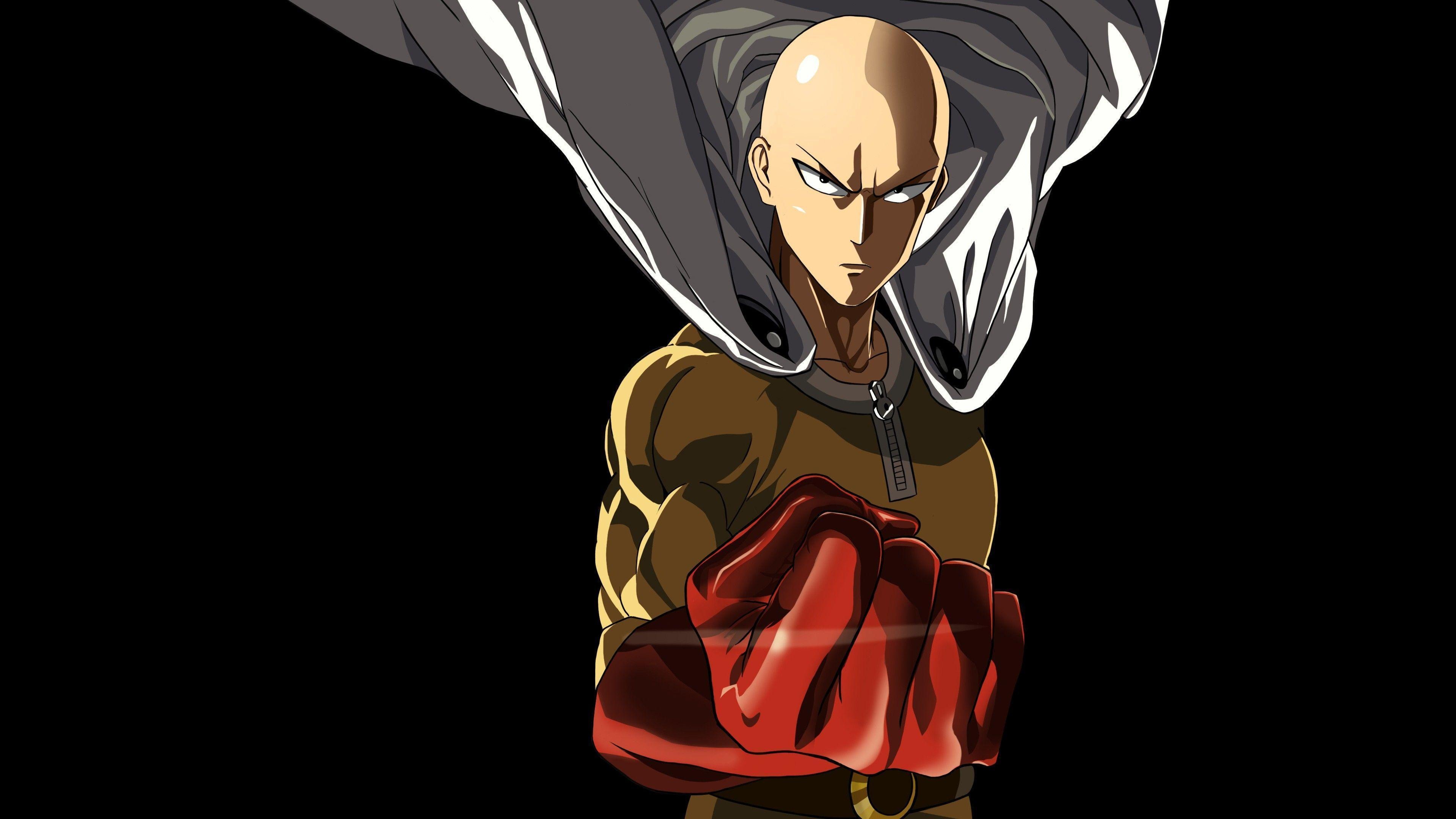 Saitama, One-Punch Man hero suit, Red boxing glove, 4K Desktop wallpaper