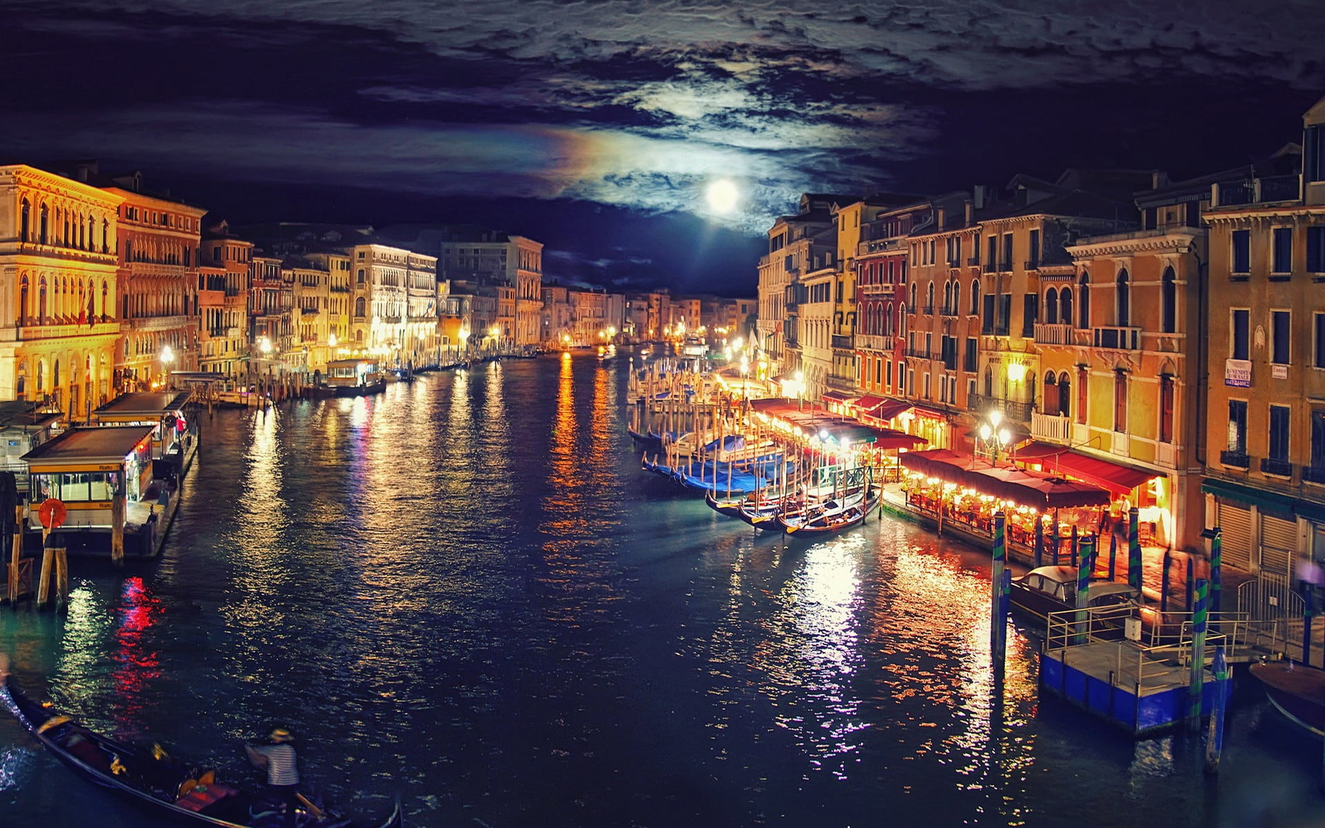 Grand Canal Venice, Canal gondolas, Cityscape lights, Captivating wallpaper, 1920x1200 HD Desktop