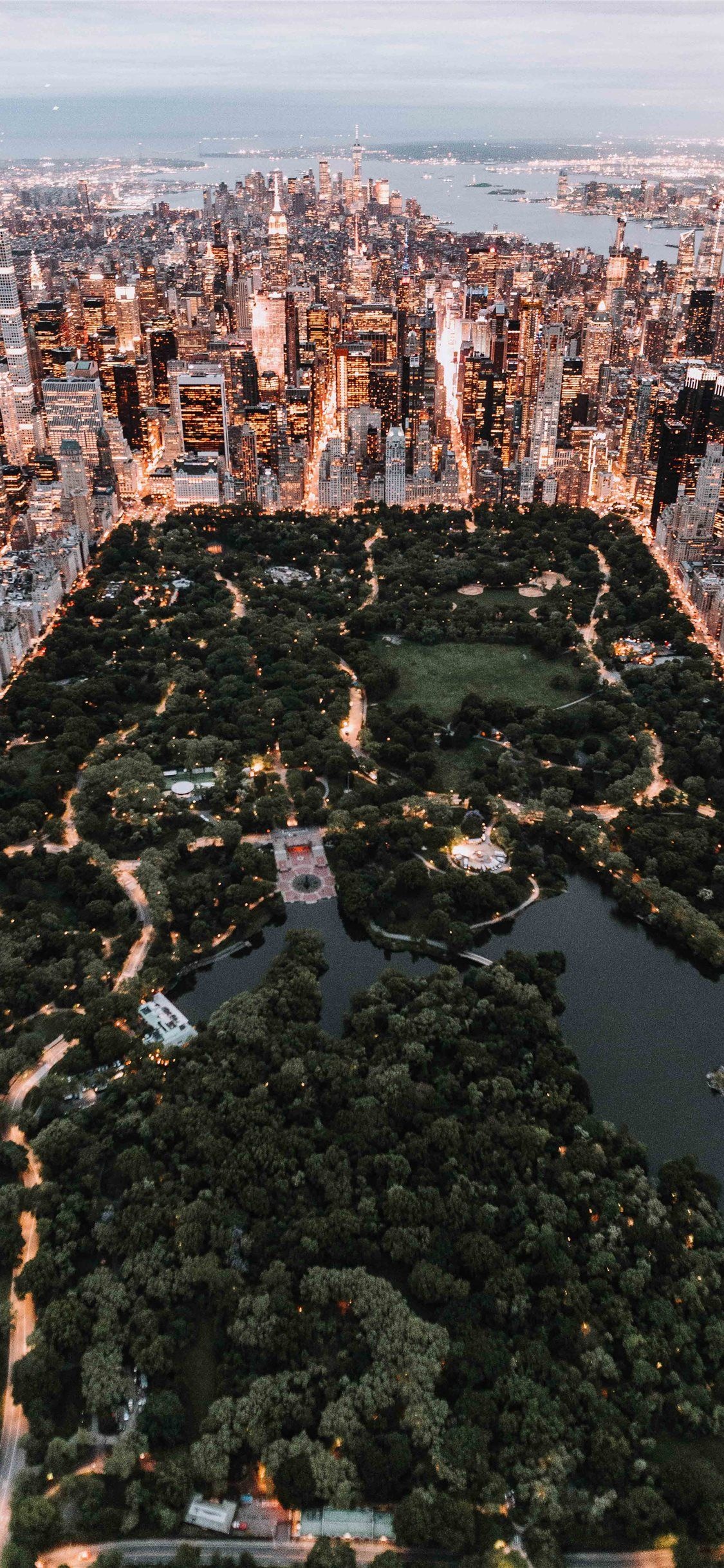 Aerial view, Central Park Wallpaper, 1130x2440 HD Phone