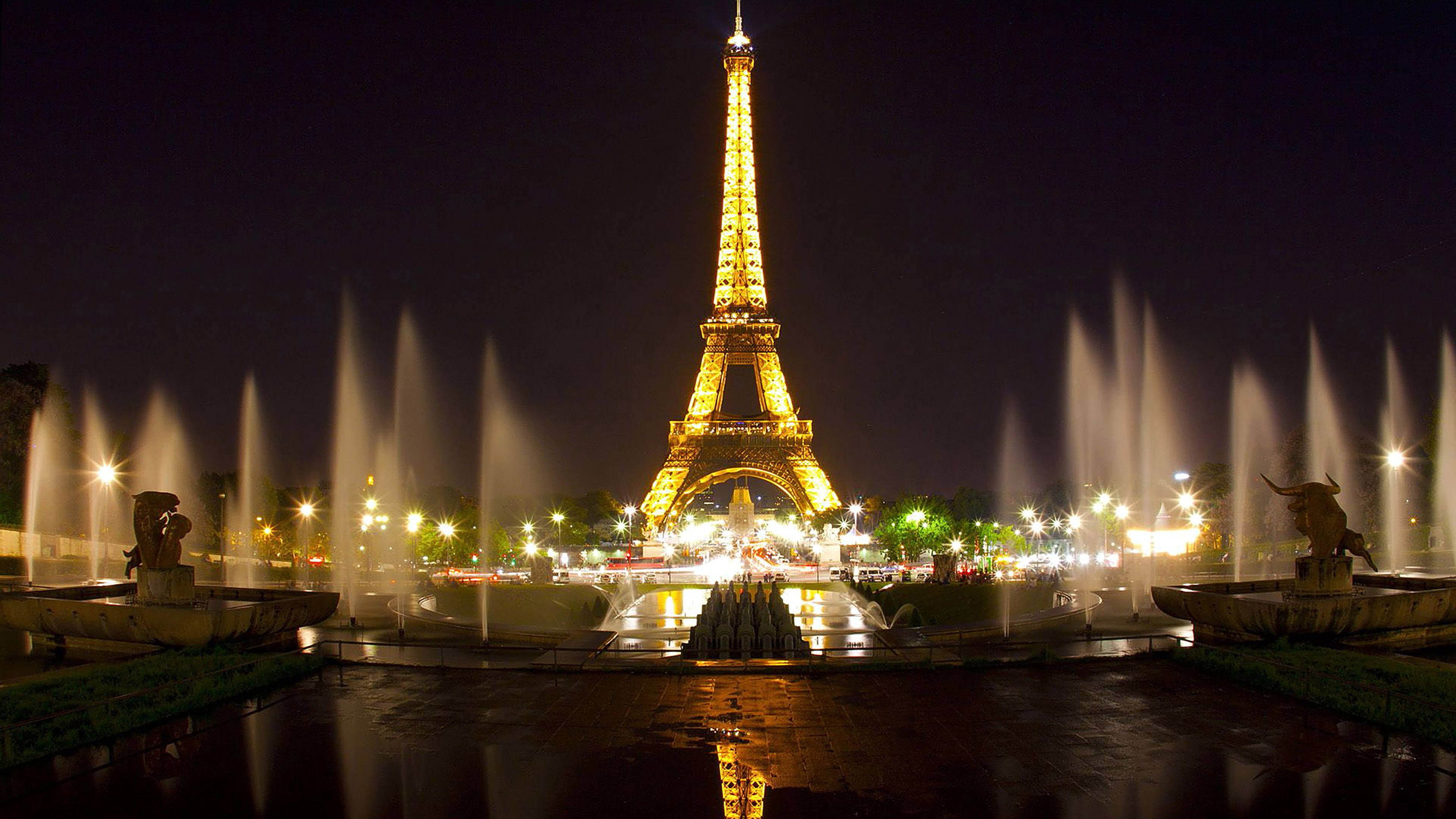 Paris at night, Eiffel Tower, Mesmerizing view, Nighttime wallpapers, 3840x2160 4K Desktop