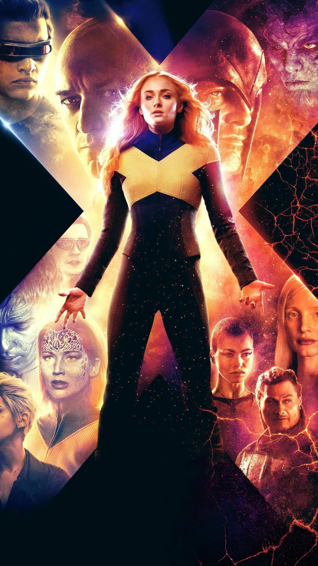 Dark Phoenix saga, X-Men movie wallpaper, Jean Grey, Action-packed adventure, 1350x2400 HD Phone