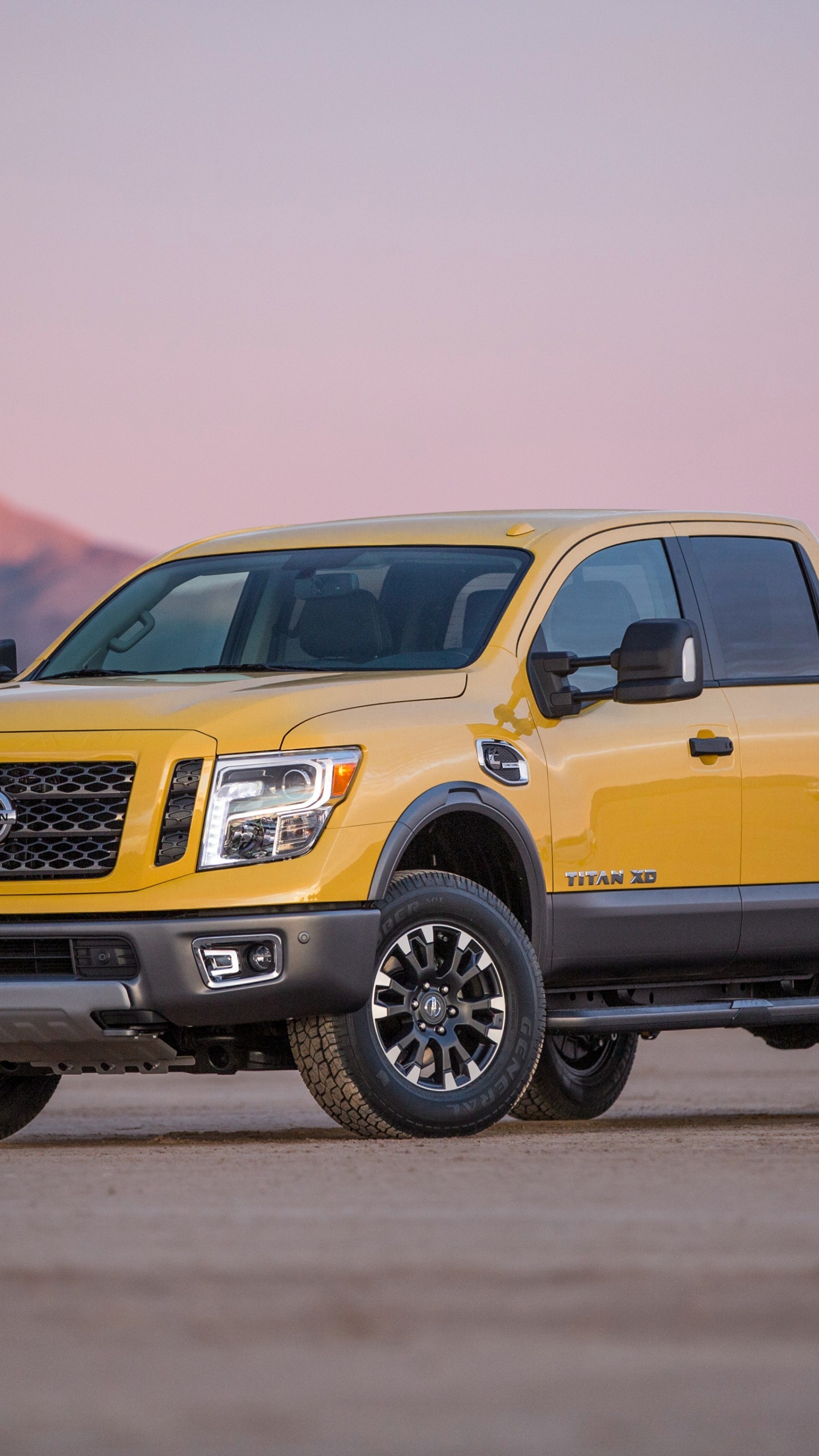 Nissan Titan, Auto, Yellow pickup, Eye-catching design, 1440x2560 HD Phone