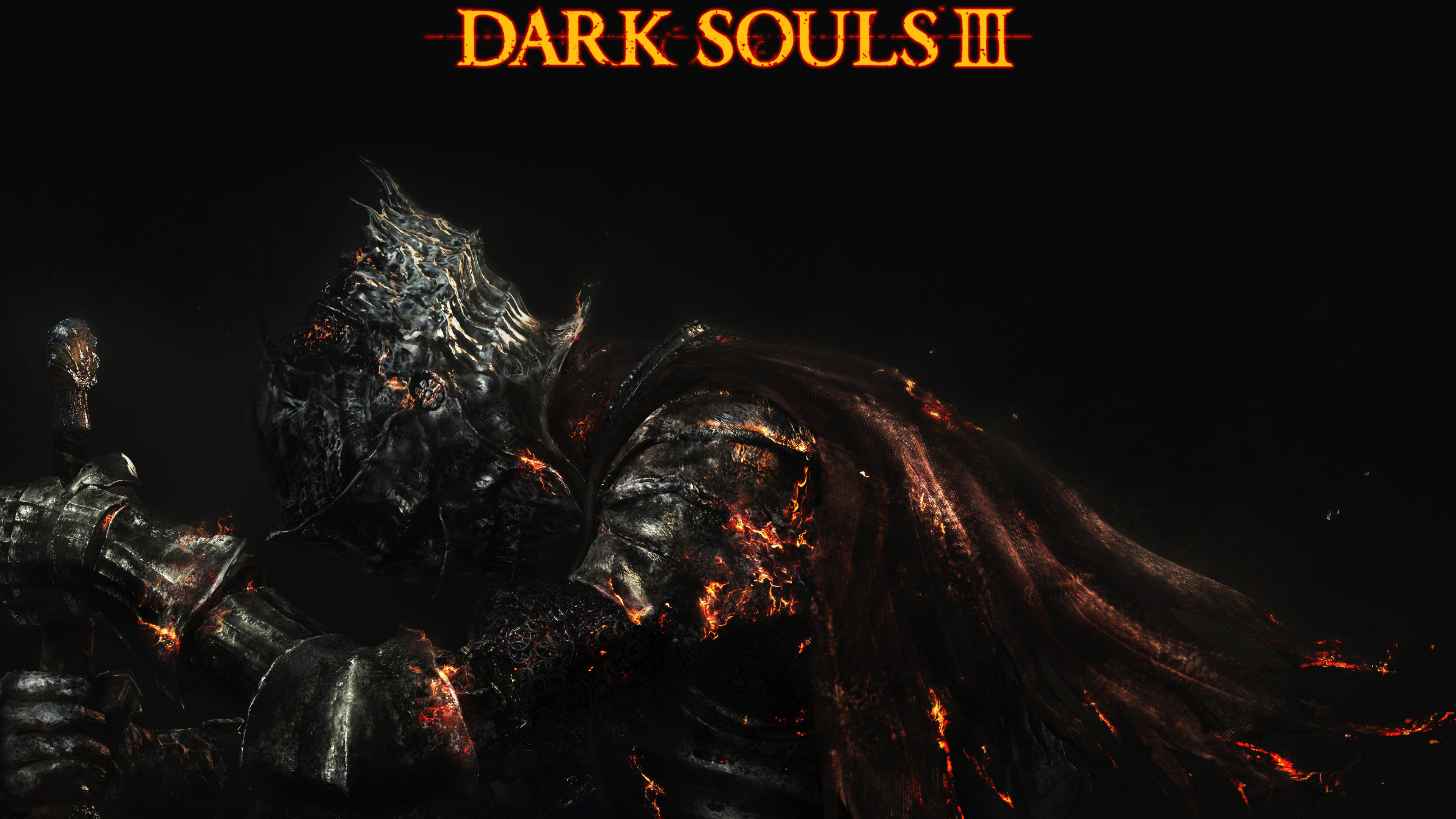 Soul of Cinder, DARK SOULS III logo, smoldering Firelink armor, 4K Desktop wallpaper