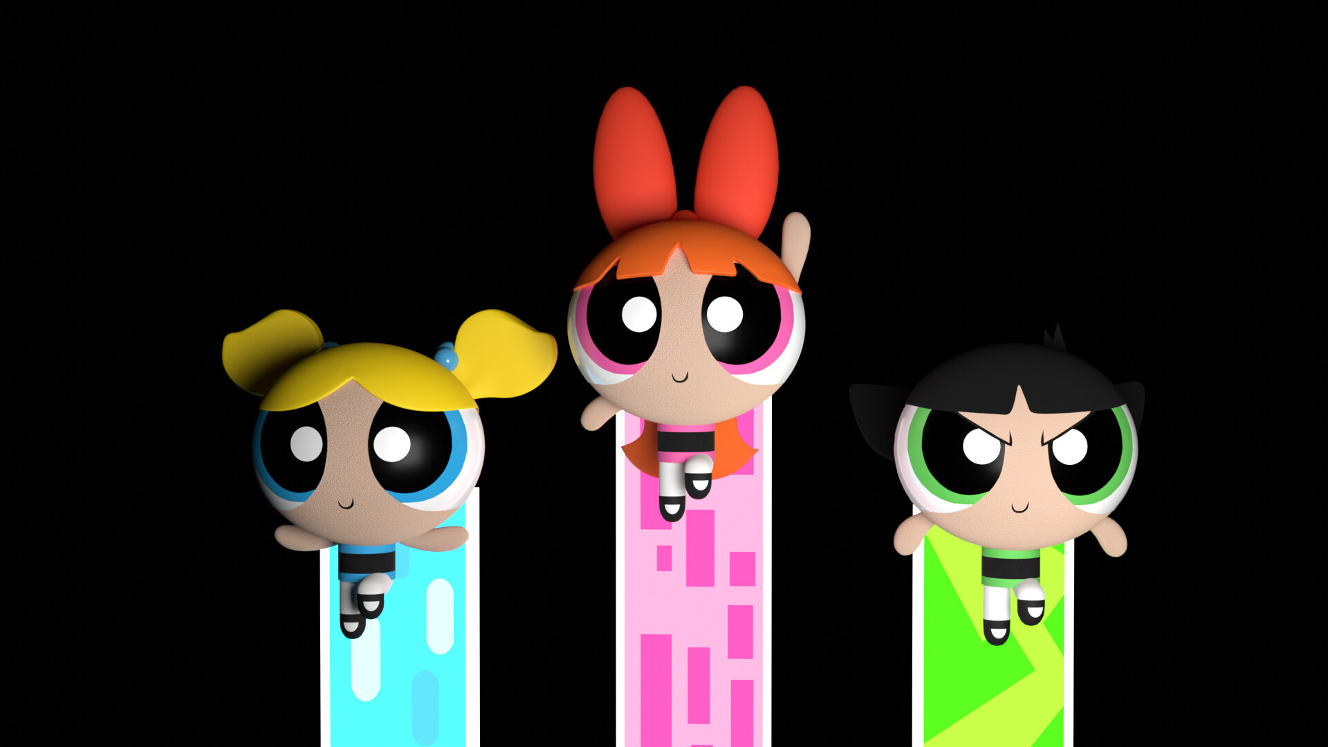 Blossom, Bubbles, Buttercup, The Powerpuff Girls, Full HD Desktop wallpaper