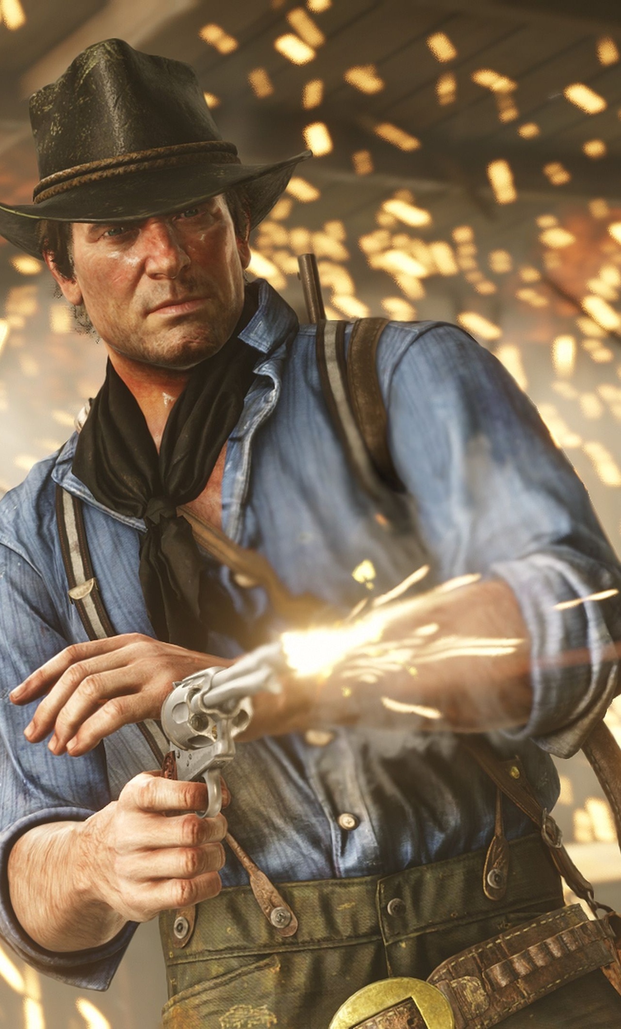 Arthur Morgan, Cattleman Revolver, Muzzle flash sparks, HD Phone wallpaper