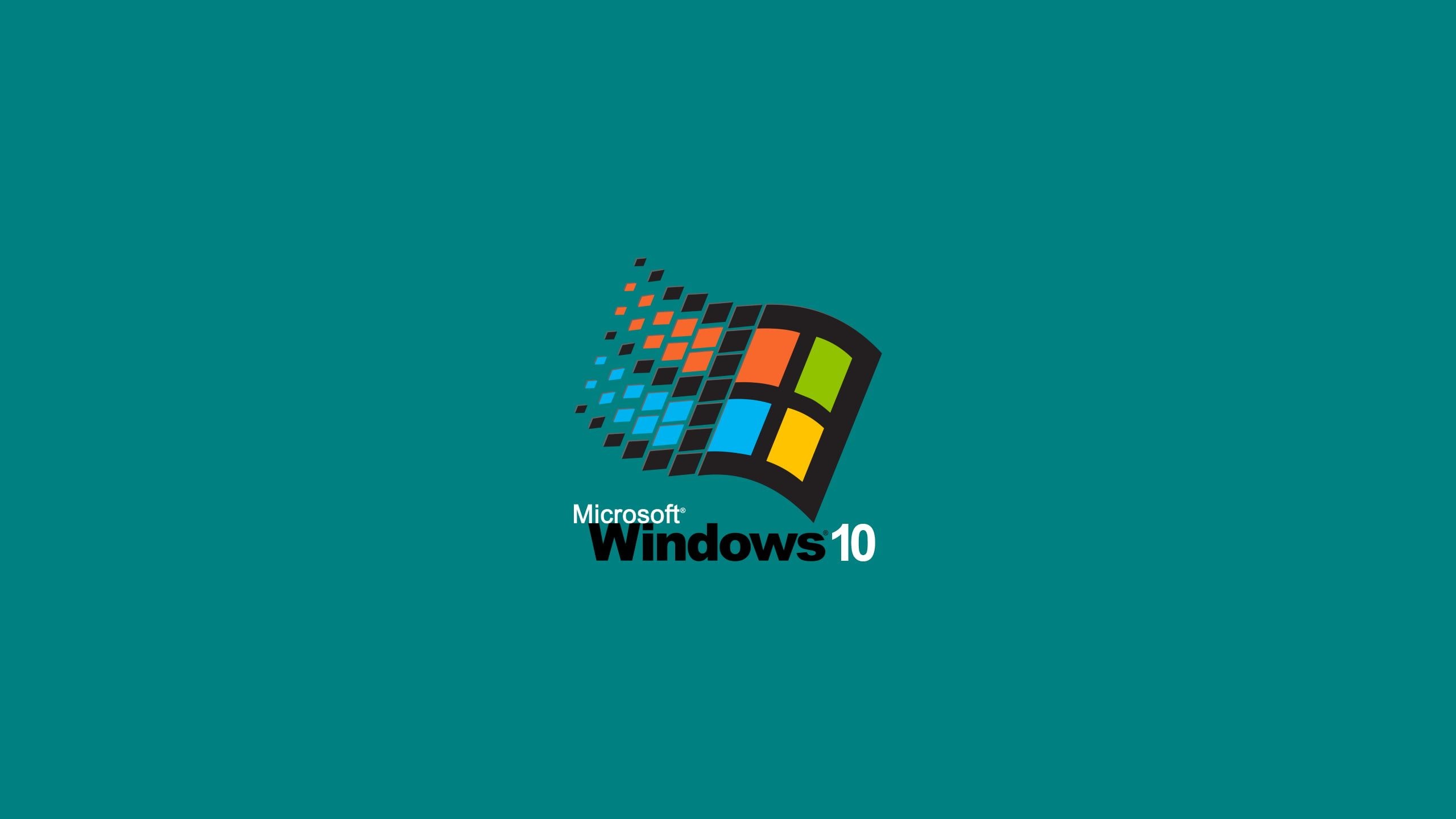 retro Windows 95 logo, Microsoft Windows 10, classic Windows 95 teal, HD Desktop wallpaper