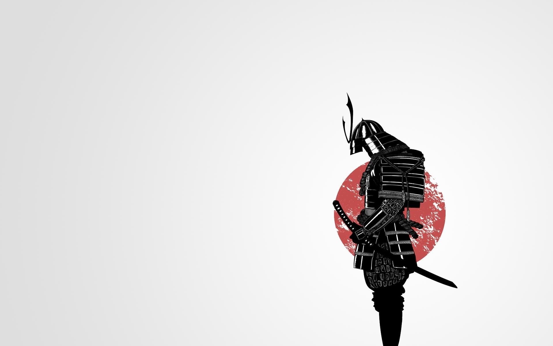 samurai in kabuto armor, distressed red sun, sheathed katana sword, HD Desktop wallpaper