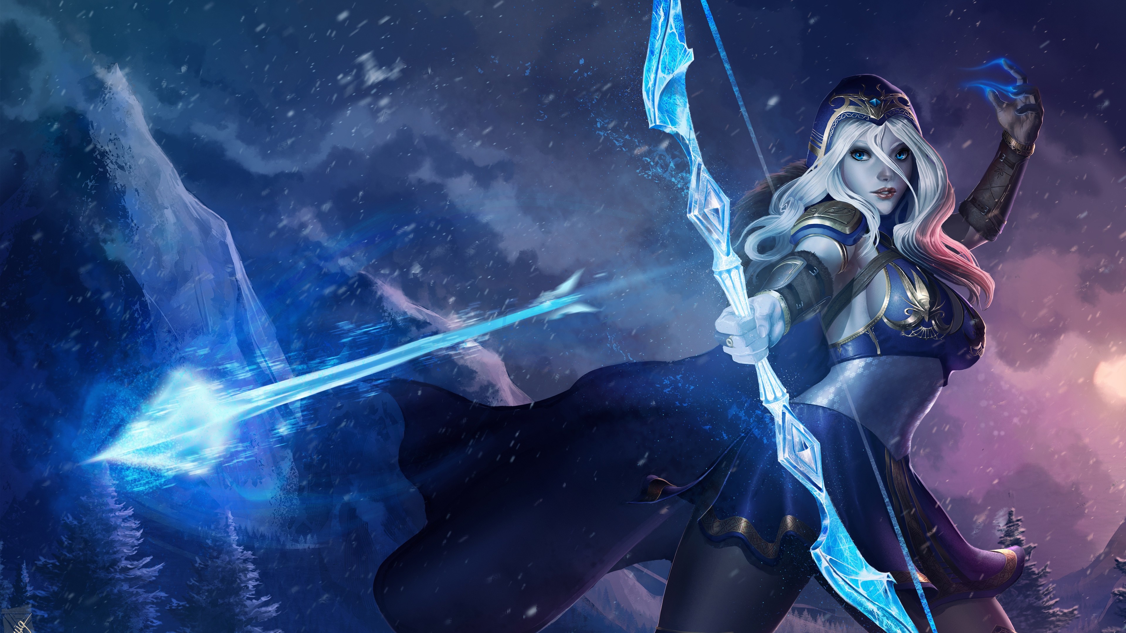 League of Legends, Ashe, Gaming character, Brave warrior woman, 3840x2160 4K Desktop