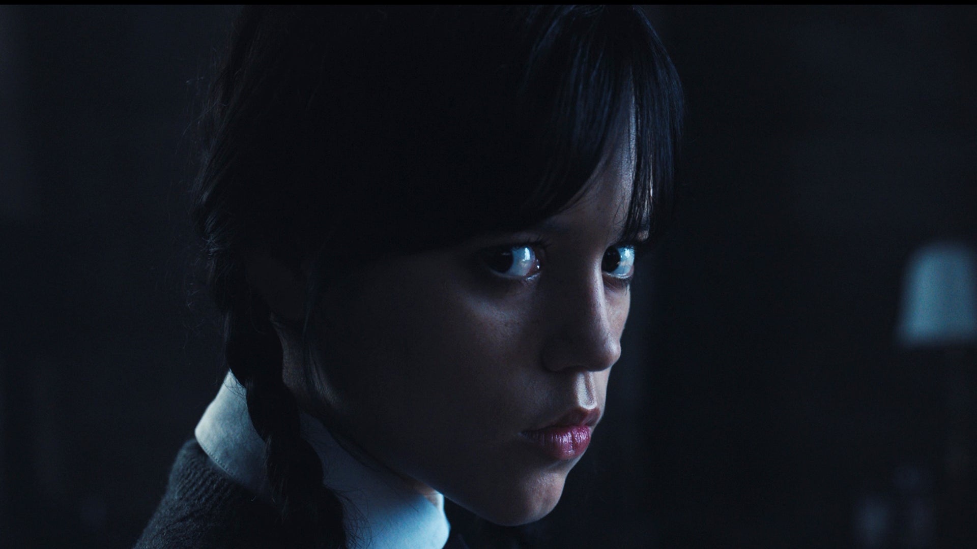 Wednesday Addams, Jenna Ortega, black braided pigtails, Full HD Desktop wallpaper