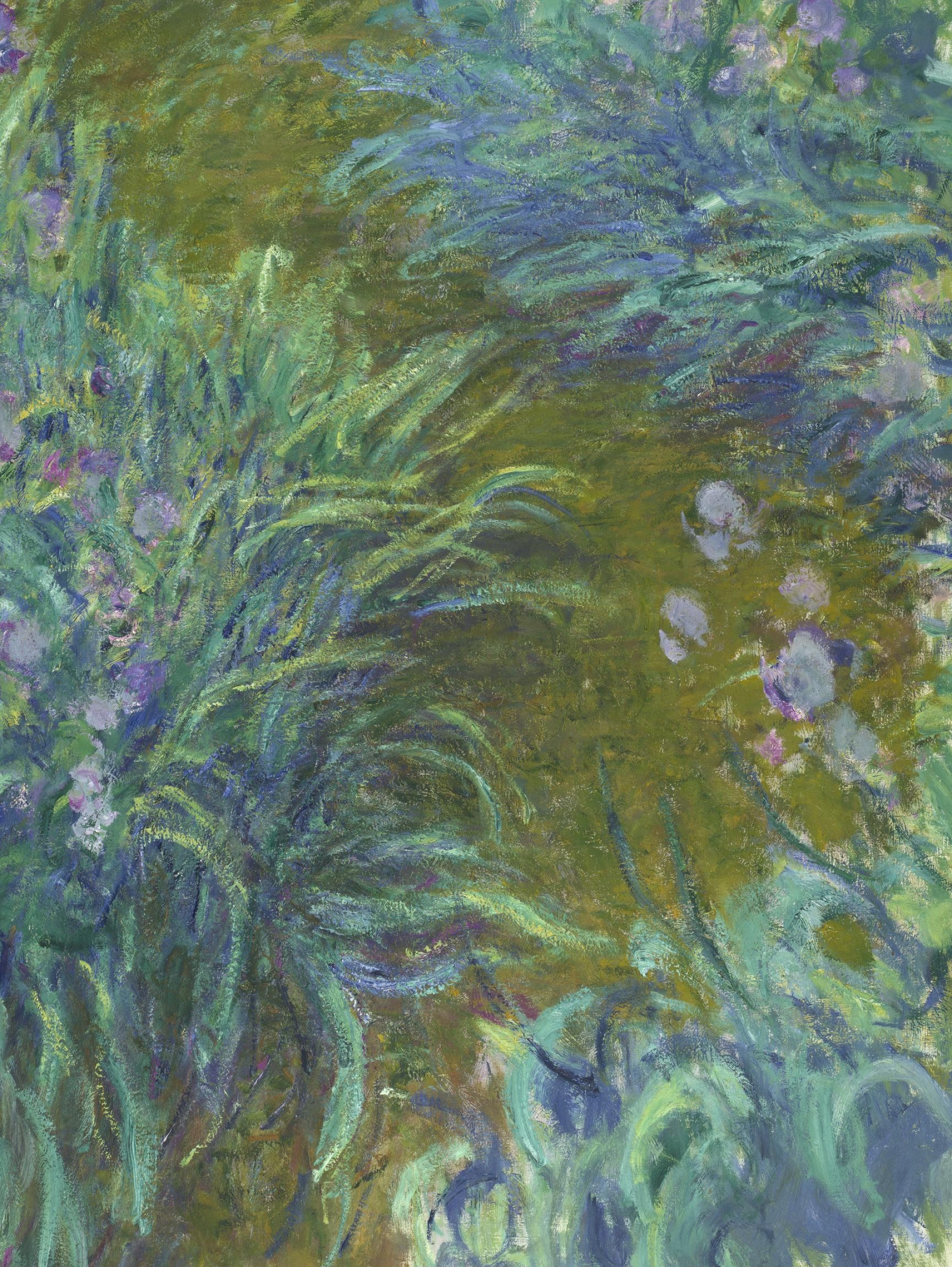 Claude Monet Irises, Impressionist iris garden, Giverny garden foliage, HD Phone wallpaper