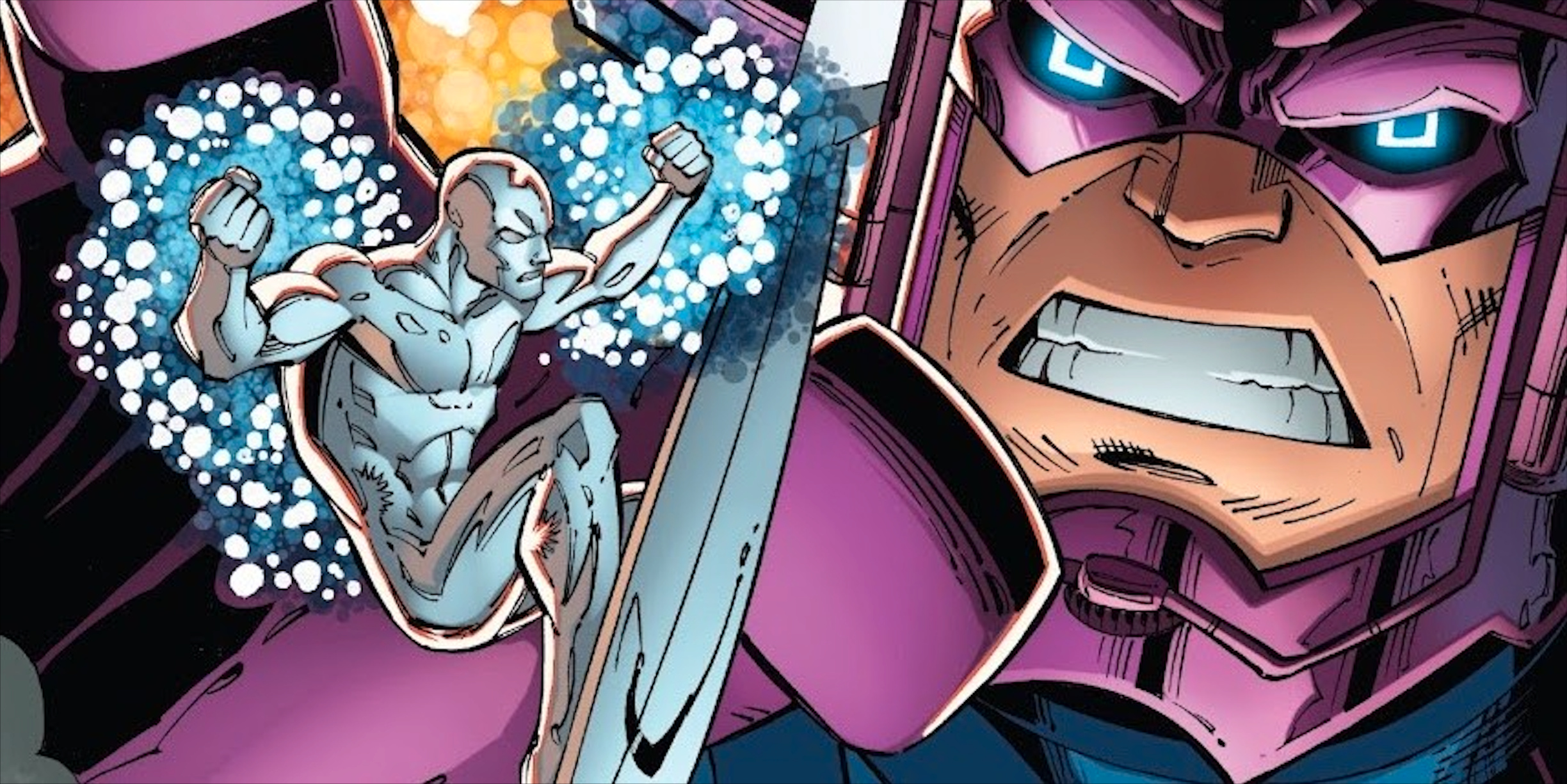 Silver Surfer, Marvelstorytellers, Breathtaking artwork, Marvel universe, 2450x1230 HD Desktop