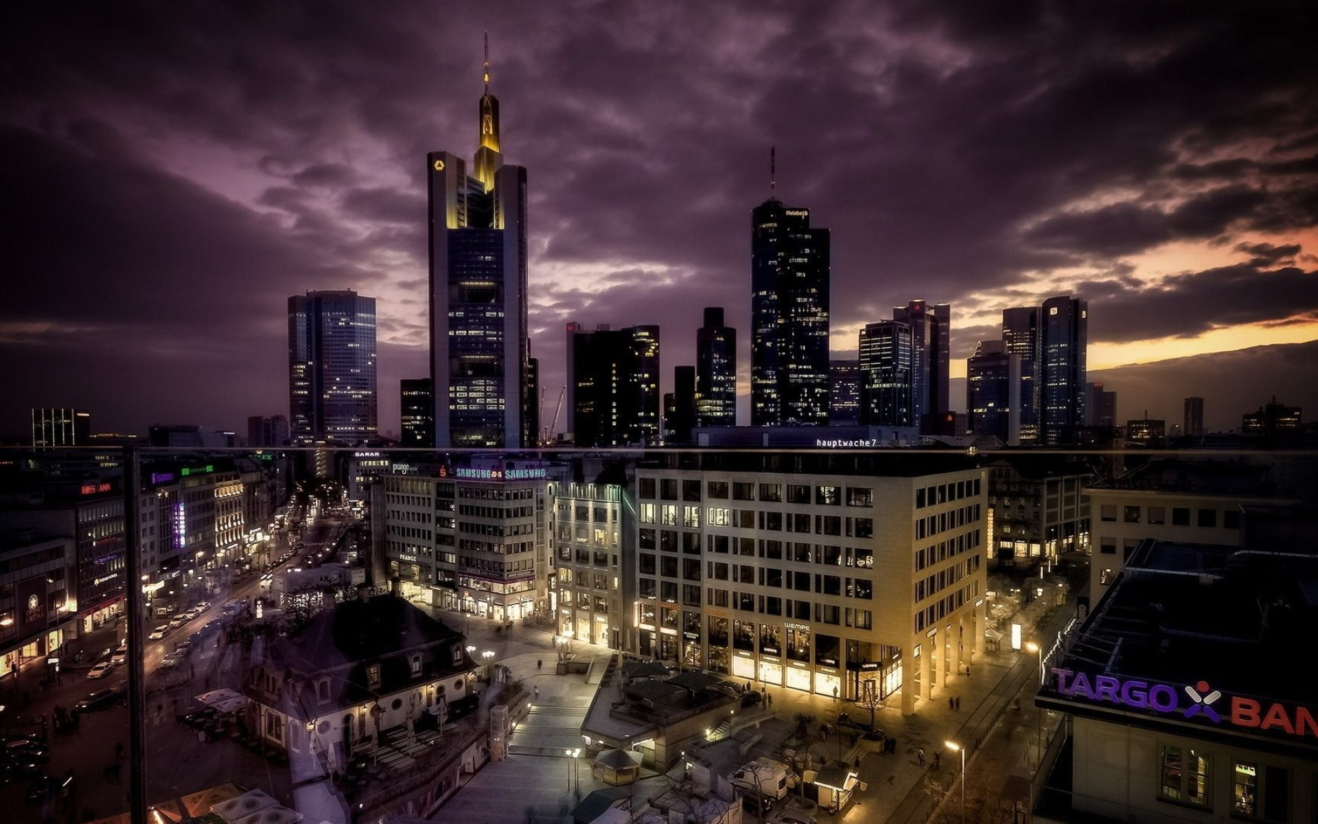 Commerzbank Tower, Hauptwache Frankfurt, Main Tower, HD Desktop wallpaper