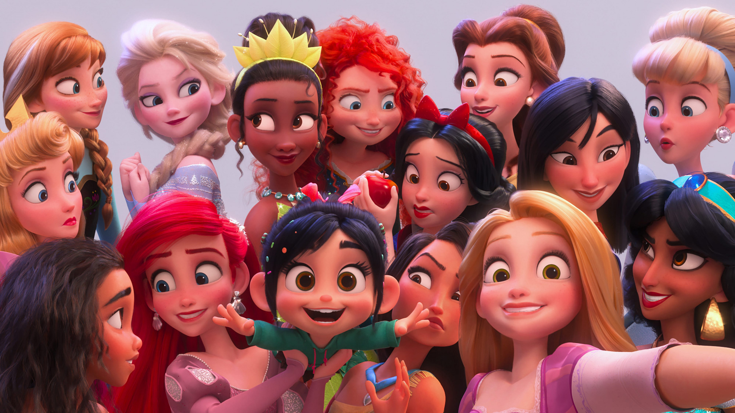 Vanellope von Schweetz, Disney Princesses, Ralph Breaks the Internet, Rapunzel, Ariel, HD Desktop wallpaper