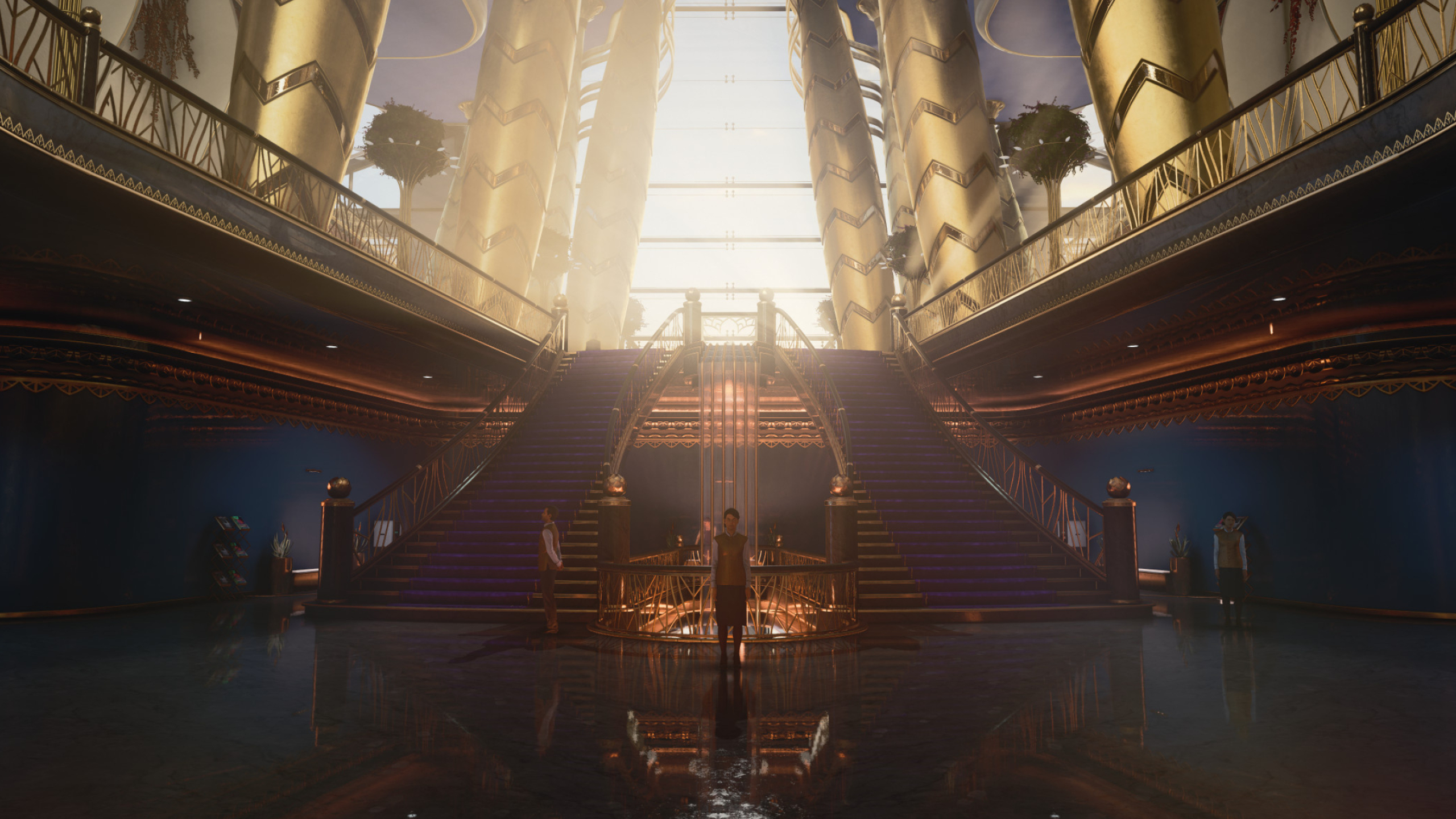 Burj Al-Ghazali atrium, Grand symmetrical staircase, Hitman 3, HD Desktop wallpaper