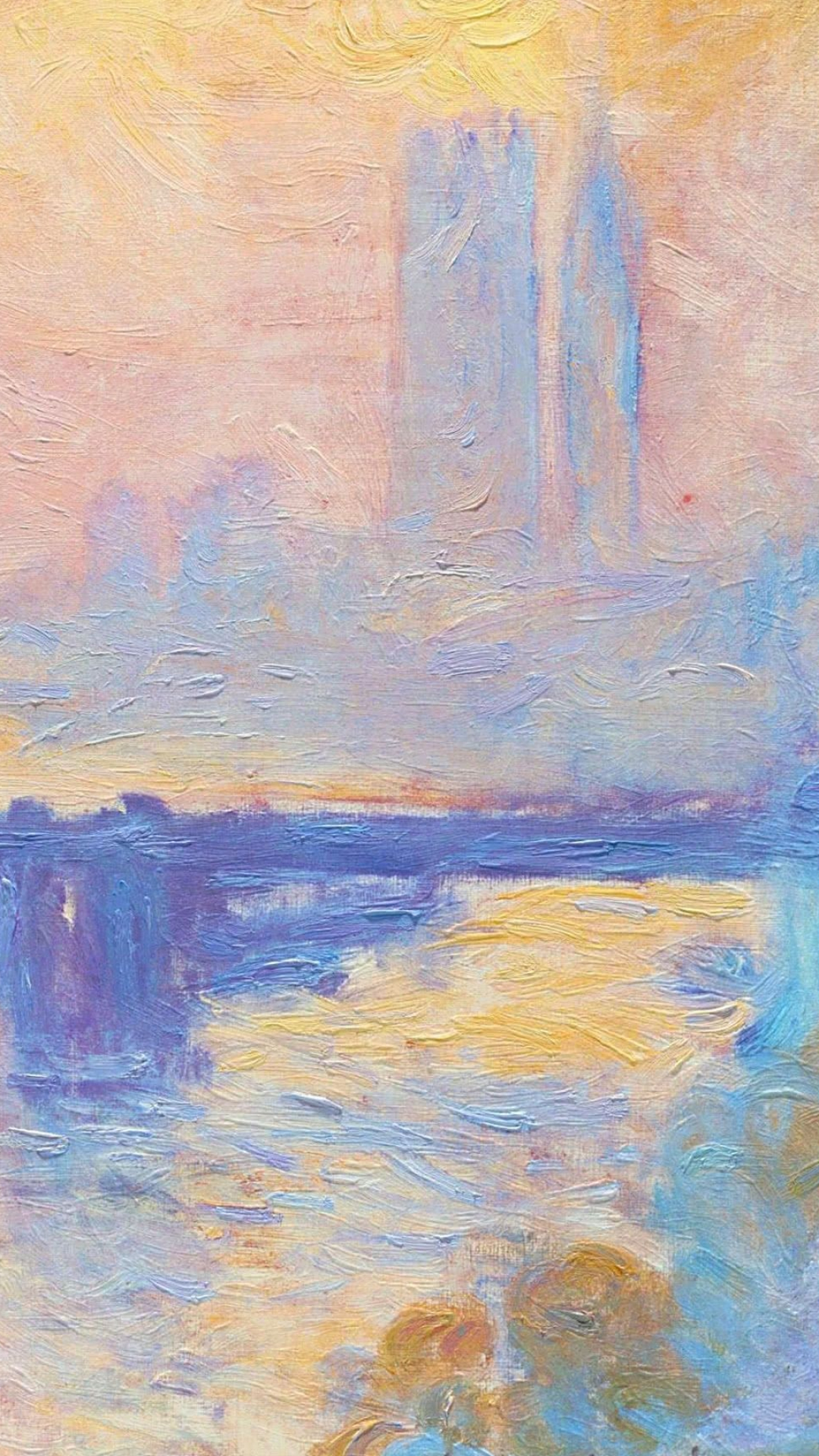 Monet Houses of Parliament, River Thames, Impressionist sunset reflection, Full HD Phone wallpaper