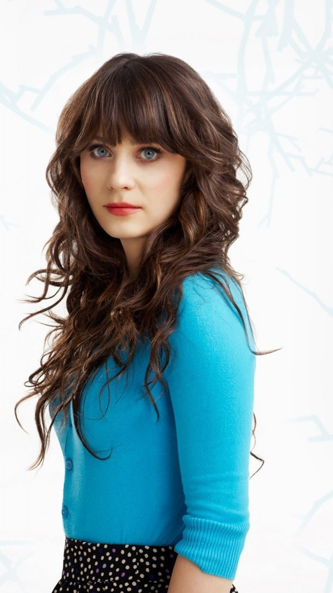 Zooey Deschanel, Download, Red lipstick, Blue eyes, 1080x1920 Full HD Phone