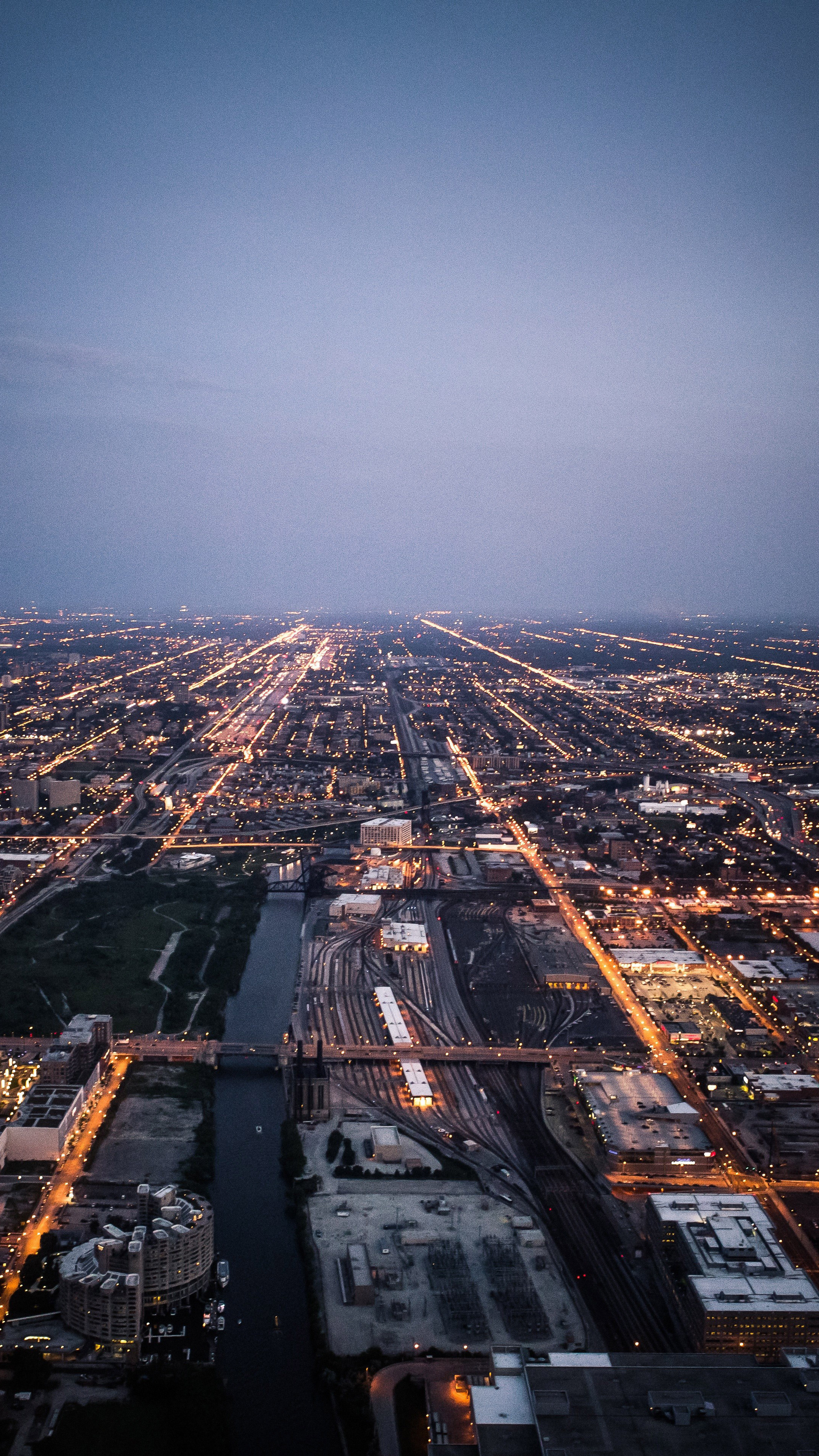 Chicago cityscape, Road lights, 5k Xperia wallpapers, Night scenery, 2160x3840 4K Phone