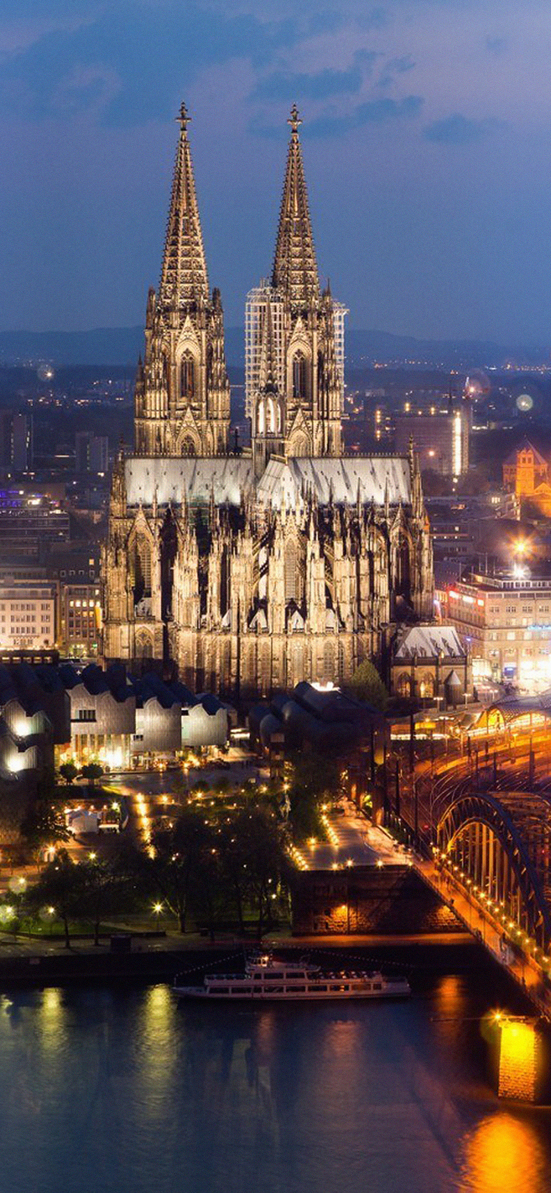 Cologne cathedral and Hohenzollern bridge, Beautiful cityscape, Spanish influences, Picture-perfect scene, 1130x2440 HD Phone