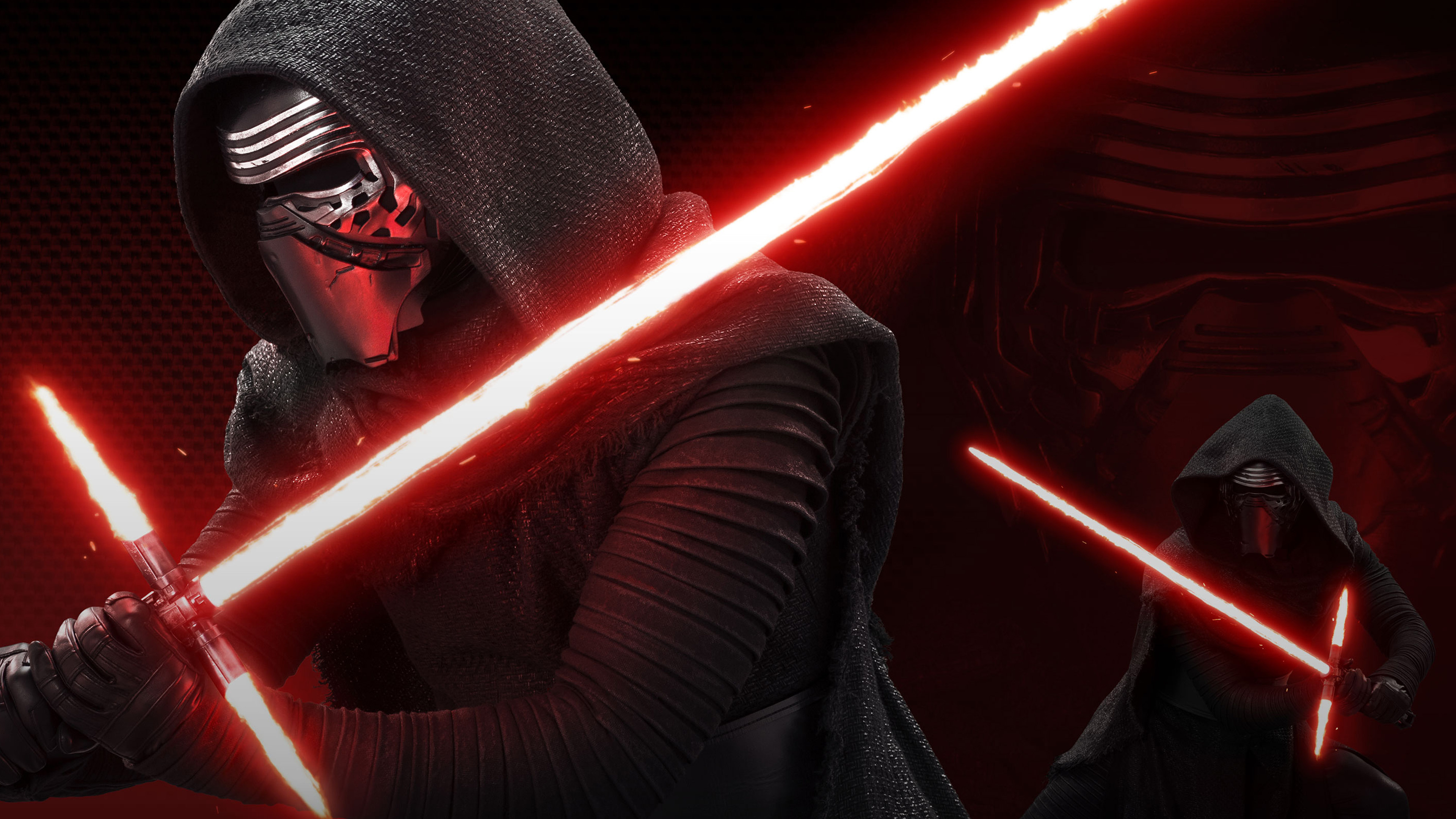 Kylo Ren's dark red lightsaber, Artistic illustration, Dark side representation, Intriguing design element, 3840x2160 4K Desktop