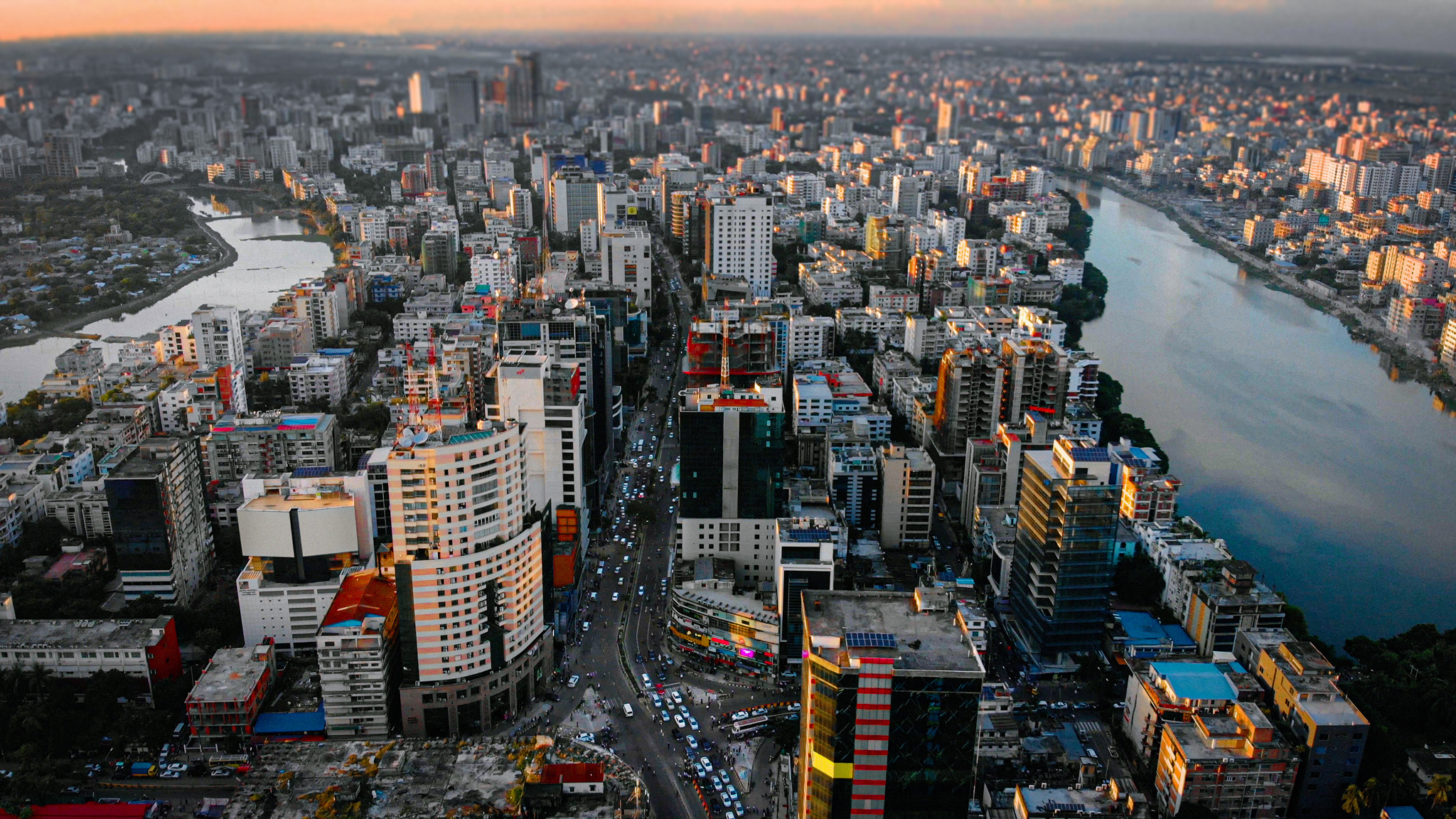 Dhaka, Aerial city views, Capital of Bangladesh, Stunning 4K shots, 2050x1160 HD Desktop