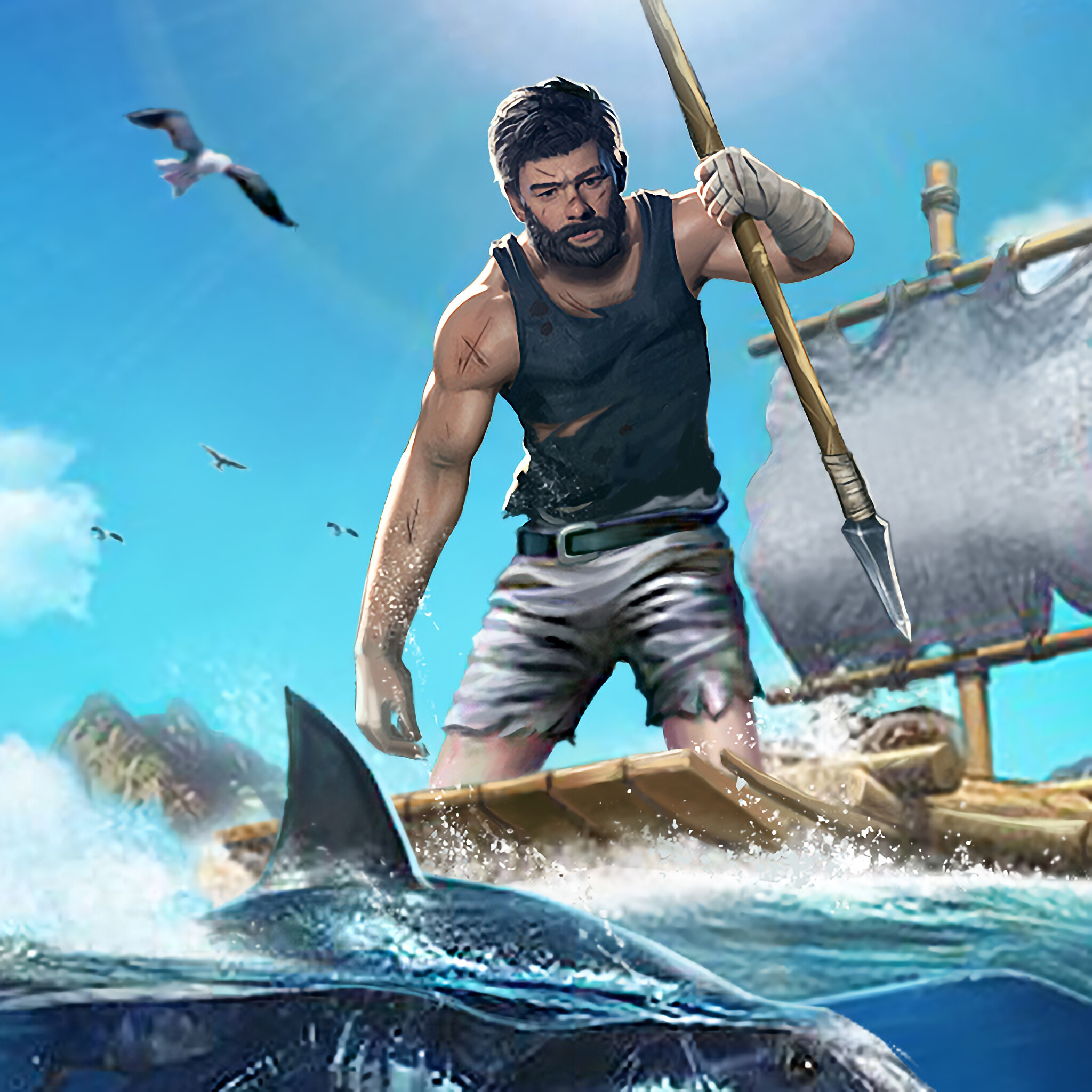 LOST in BLUE, Deserted island, Survival challenges, Resourceful hero, 2050x2050 HD Phone