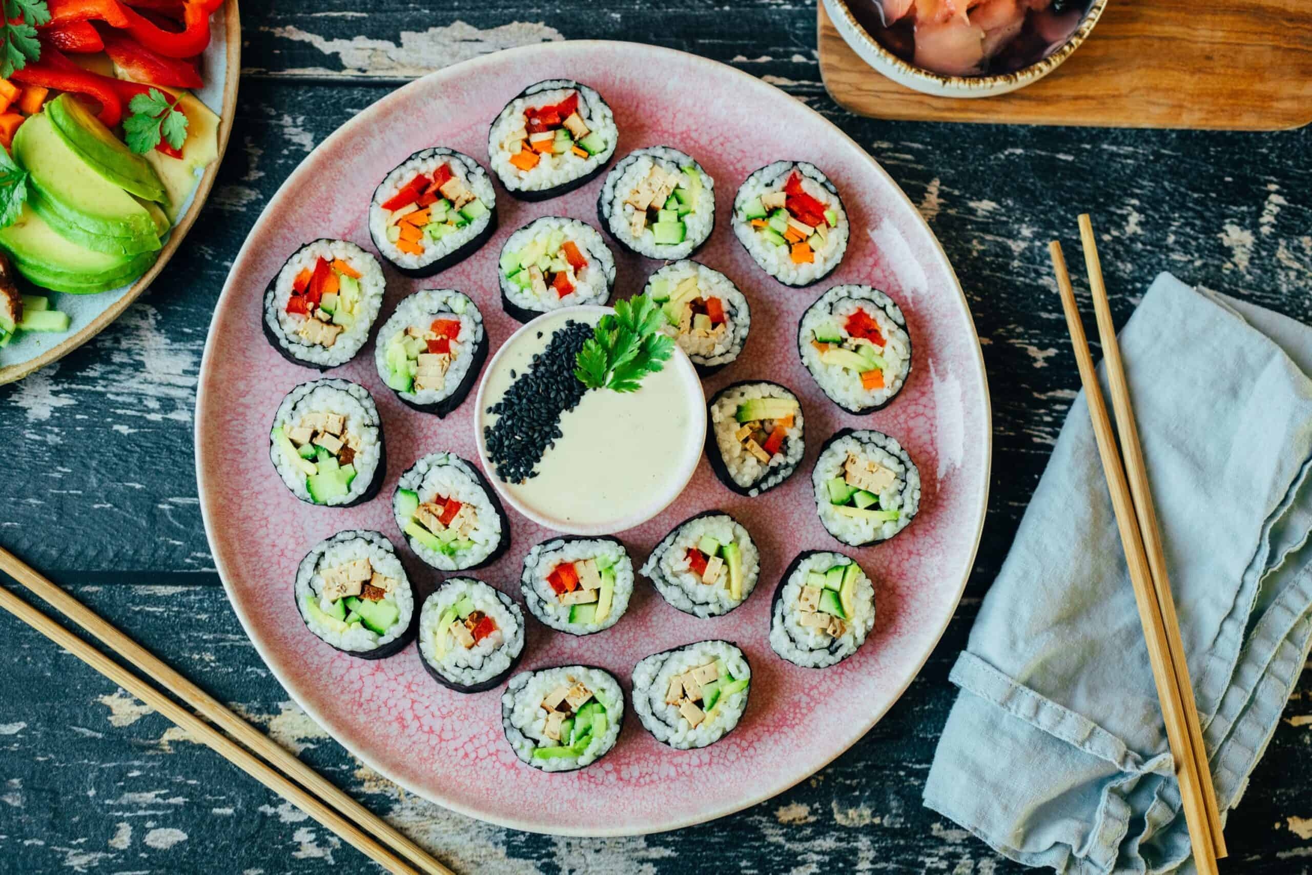 Sushi, Vegan sushi, Spicy mayo, Plant-based delight, 2560x1710 HD Desktop