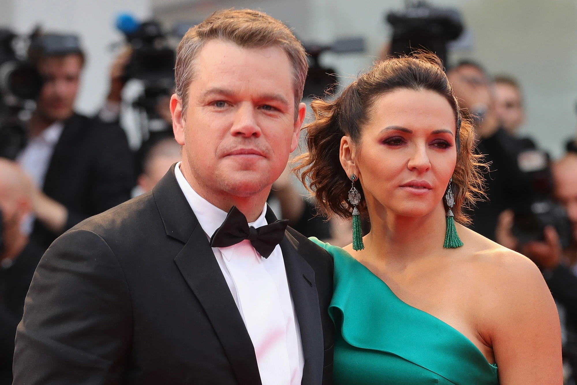 Matt Damon and Luciana Barroso, Jet to Rome, Venice film festival, Matt Damon and wife, 2000x1340 HD Desktop