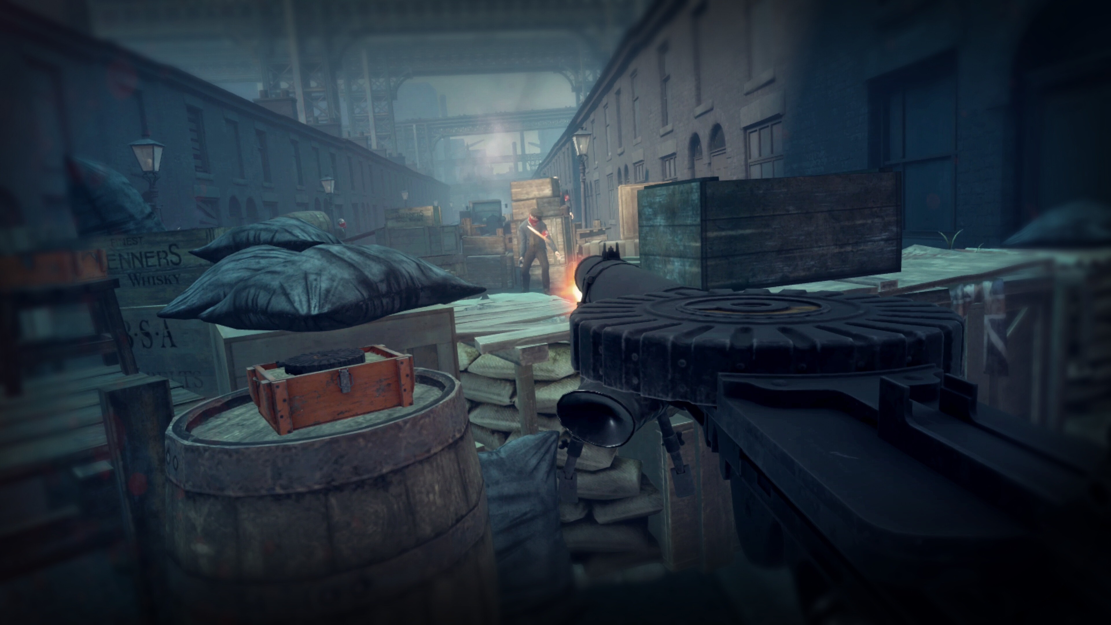 Foggy industrial street, Barricaded urban alley, Small Heath, Birmingham, 4K Desktop wallpaper