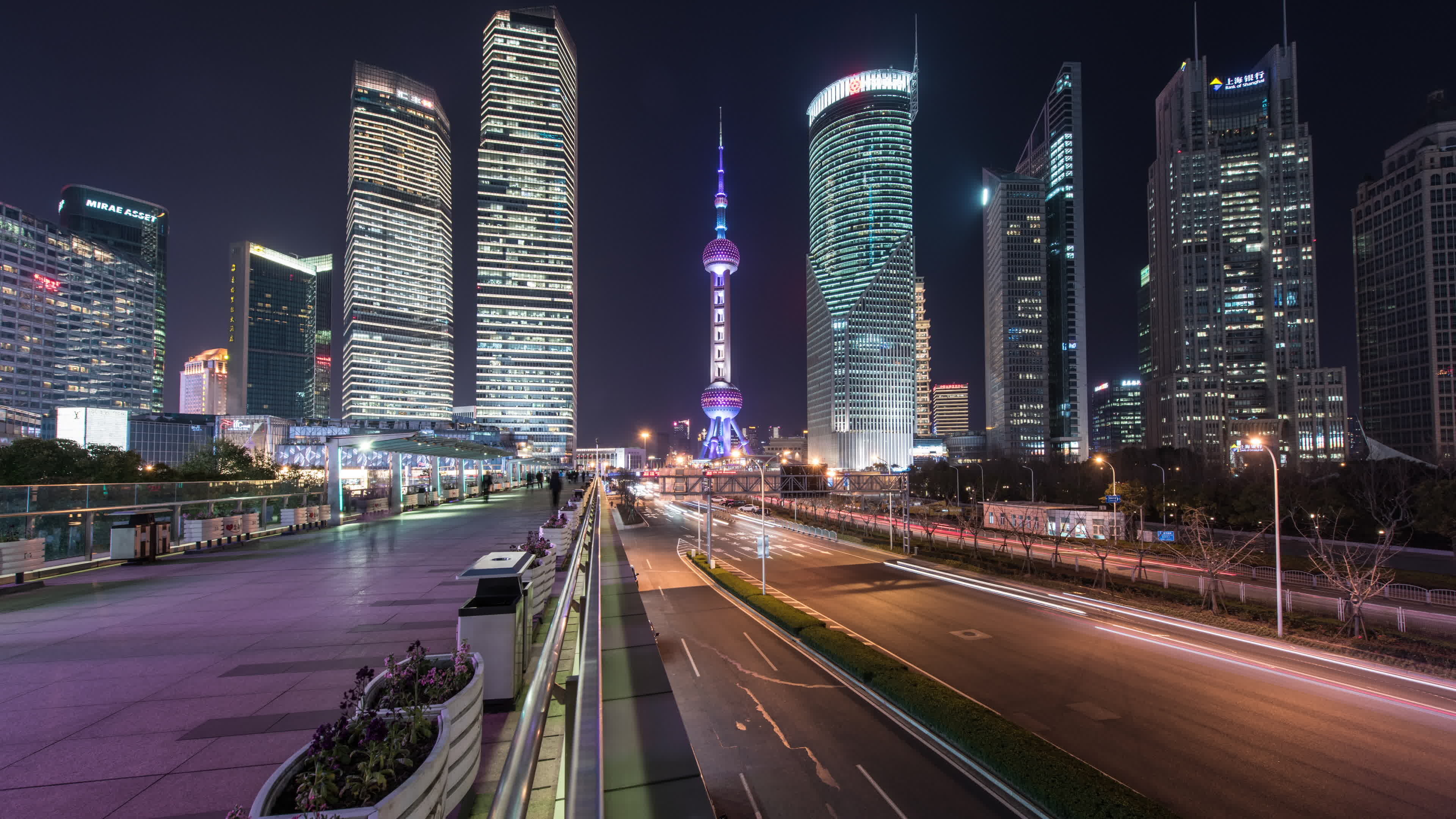 Shanghai cityscape night, 4K time lapse, Stock video, Cityscape, 3840x2160 4K Desktop