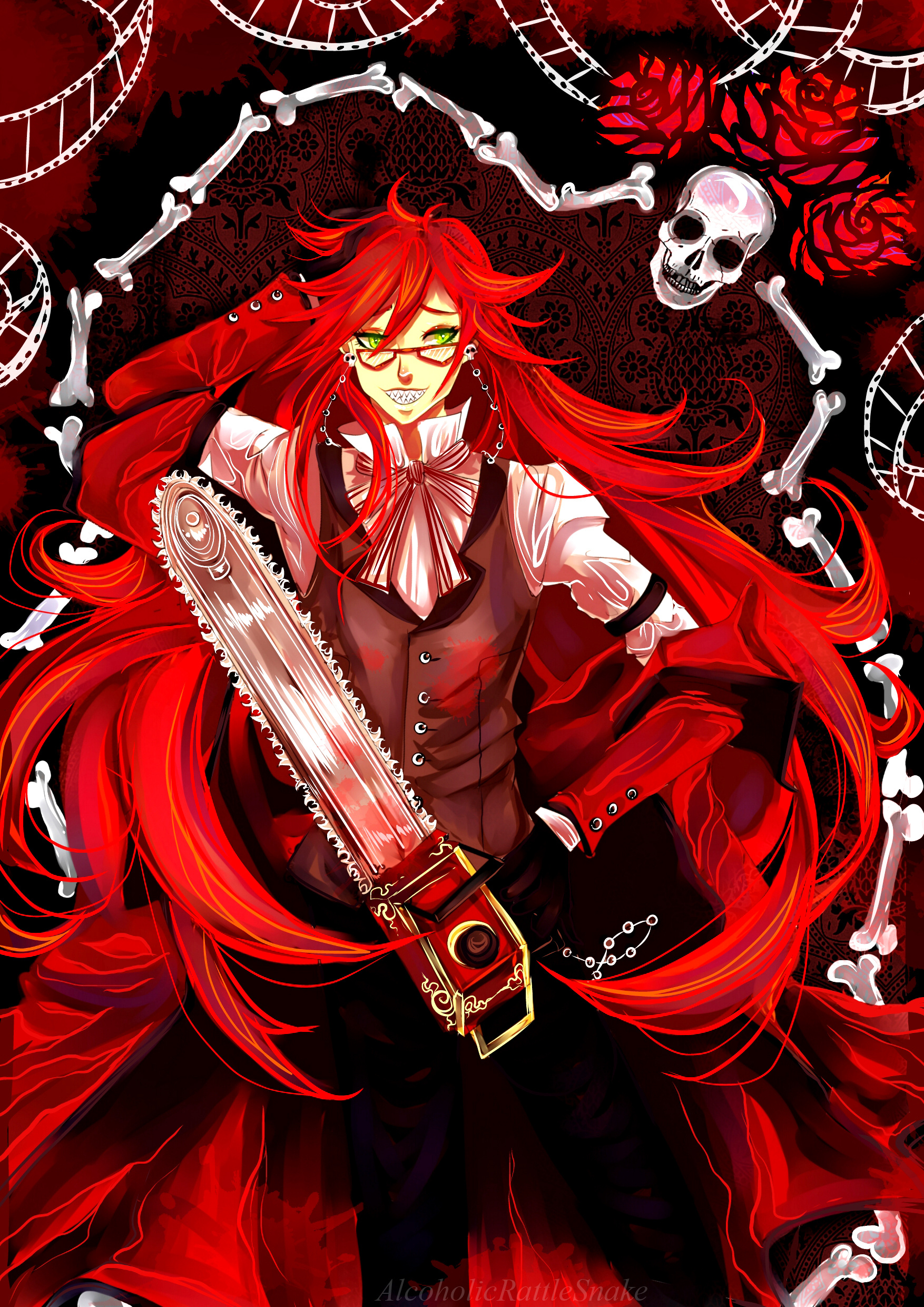 Grell Sutcliff, Anime, Chainsaw, Zerochan, 1760x2480 HD Phone