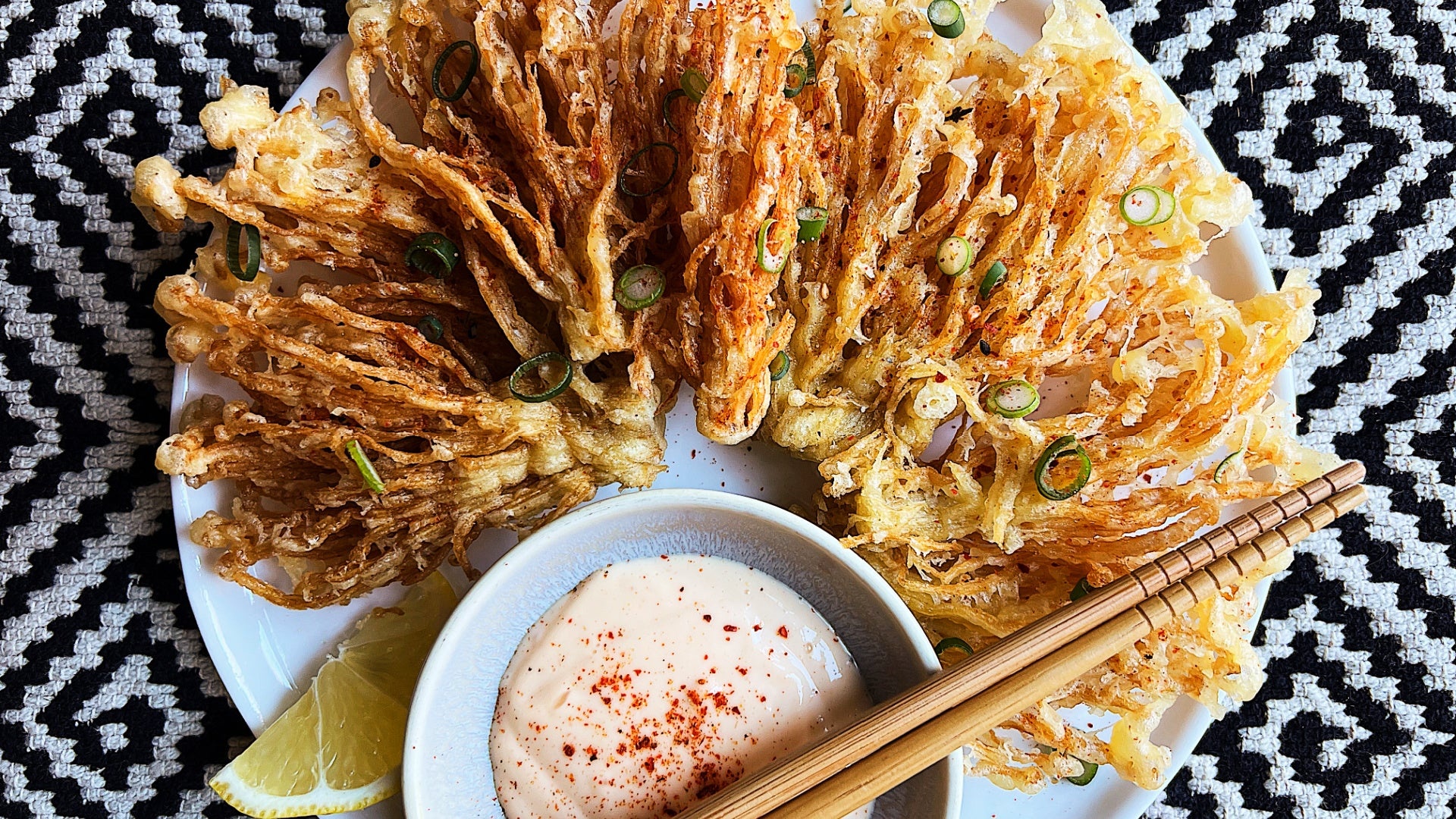 Bloomin onion makeover, Spicy sauce, Vegan-friendly appetizer, Plant-based recipe, 1920x1080 Full HD Desktop