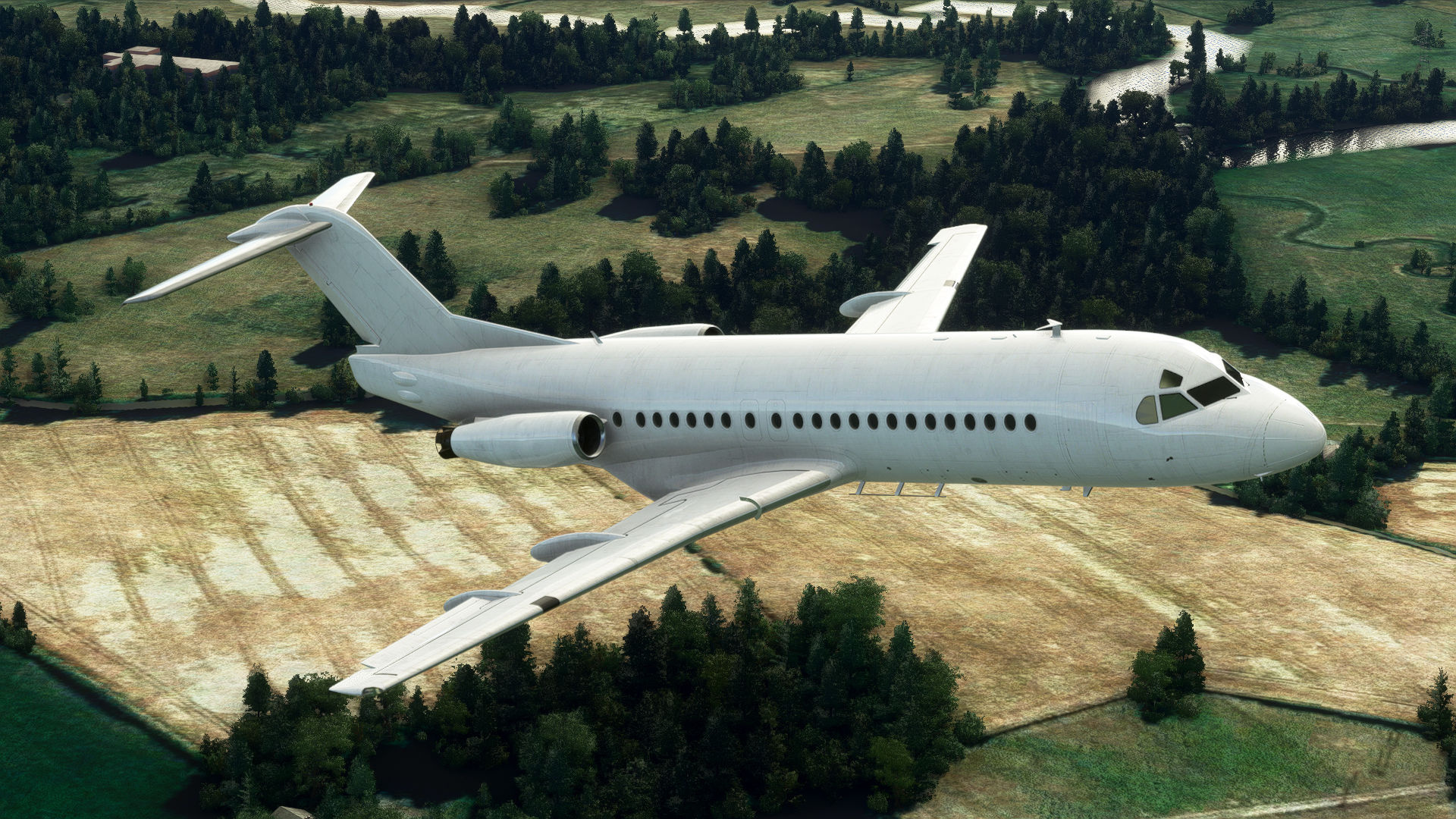 Fokker F28, Travels, Microsoft flight simulator, Santiago de Compostela, 1920x1080 Full HD Desktop