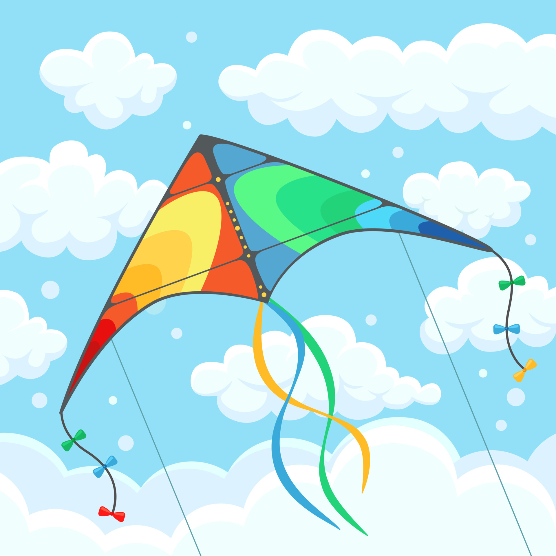 Colorful kite, Sky with clouds, Summer festival, Kitesurfing, 1920x1920 HD Phone