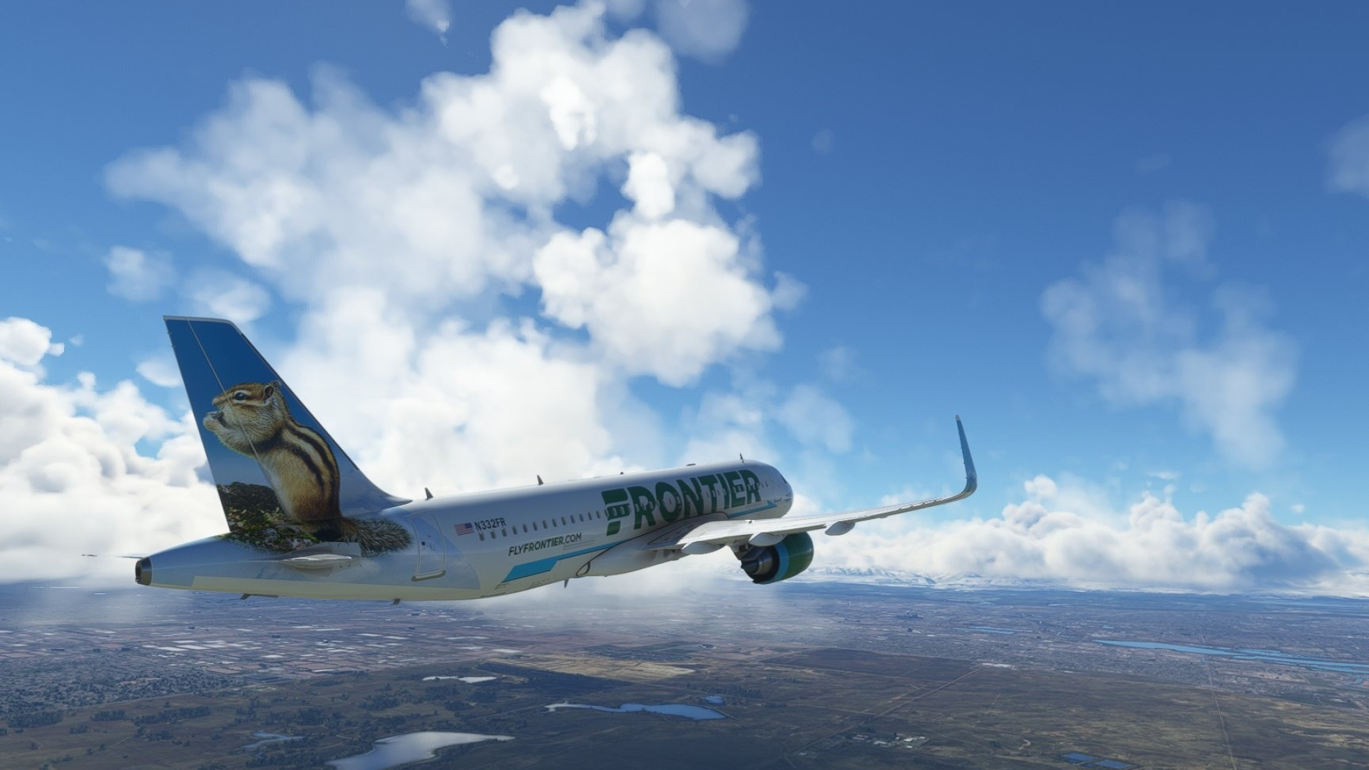 Frontier Airlineshazel the chipmunkn332fr8k, Microsoft flight simulator, A32nx frontier airlineshazel, The chipmunk, 1920x1080 Full HD Desktop