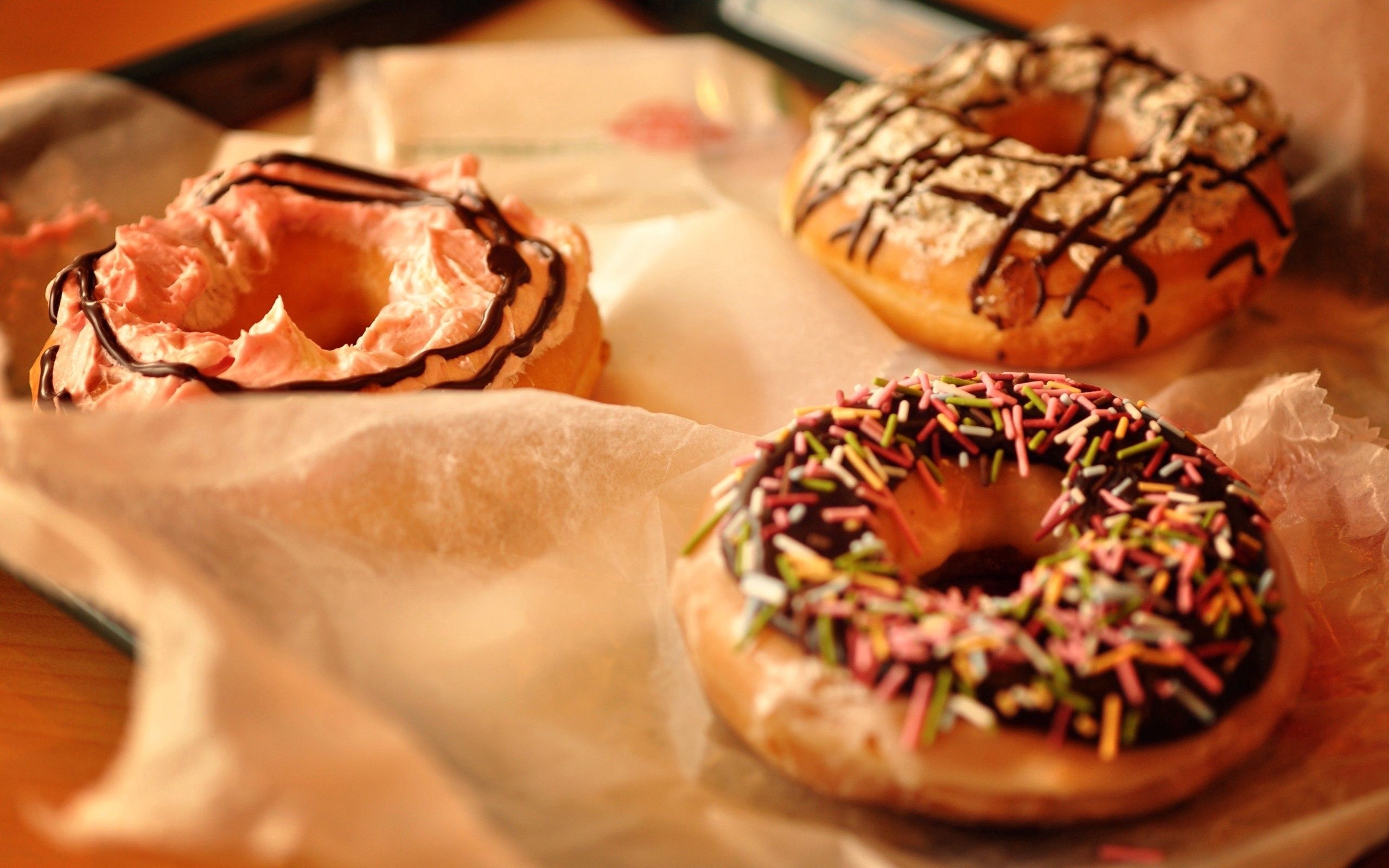 Tasty donuts, Decadent indulgence, Irresistible treat, Fluffy texture, 2560x1600 HD Desktop