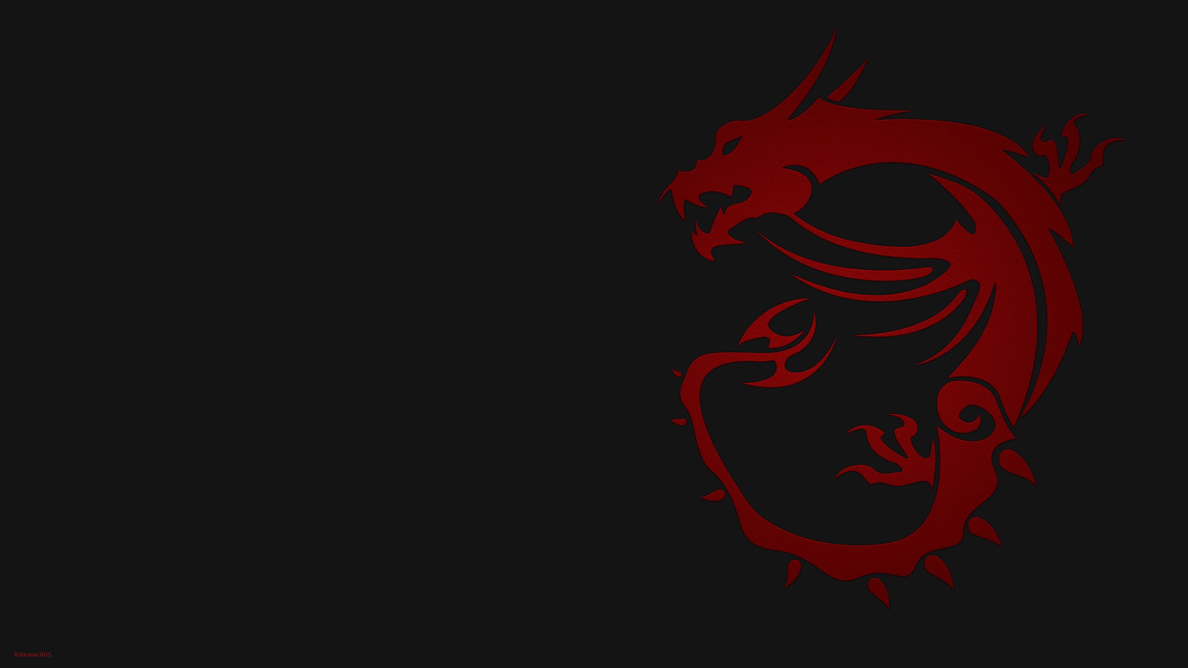 MSI Gaming dragon emblem, stylized red dragon silhouette, matte black surface, 4K Desktop wallpaper