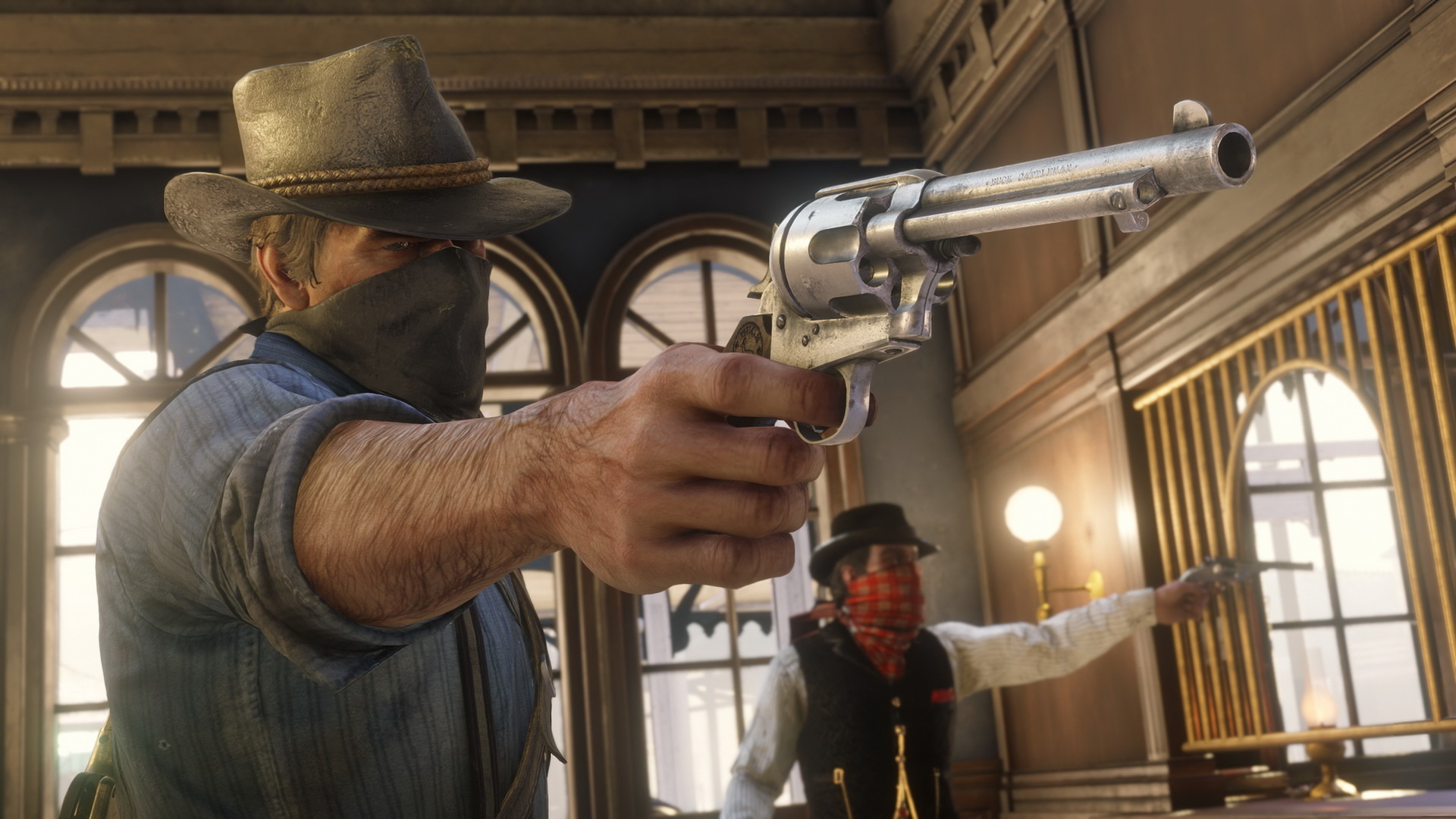 Arthur Morgan, Cattleman Revolver, Red Dead Redemption 2, Full HD Desktop wallpaper