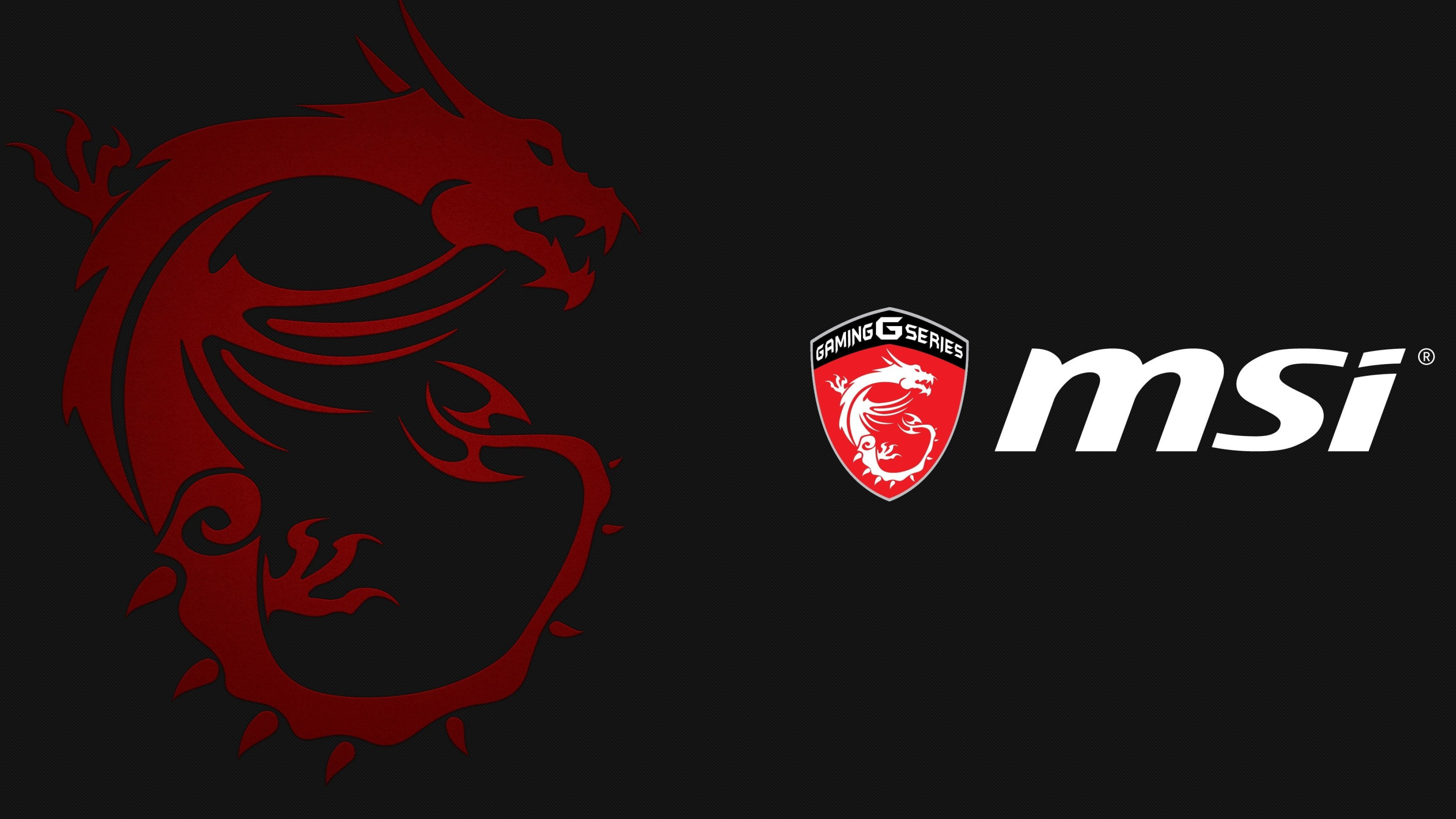MSI Gaming Series badge, white msi wordmark, red MSI dragon graphic, 4K Desktop wallpaper
