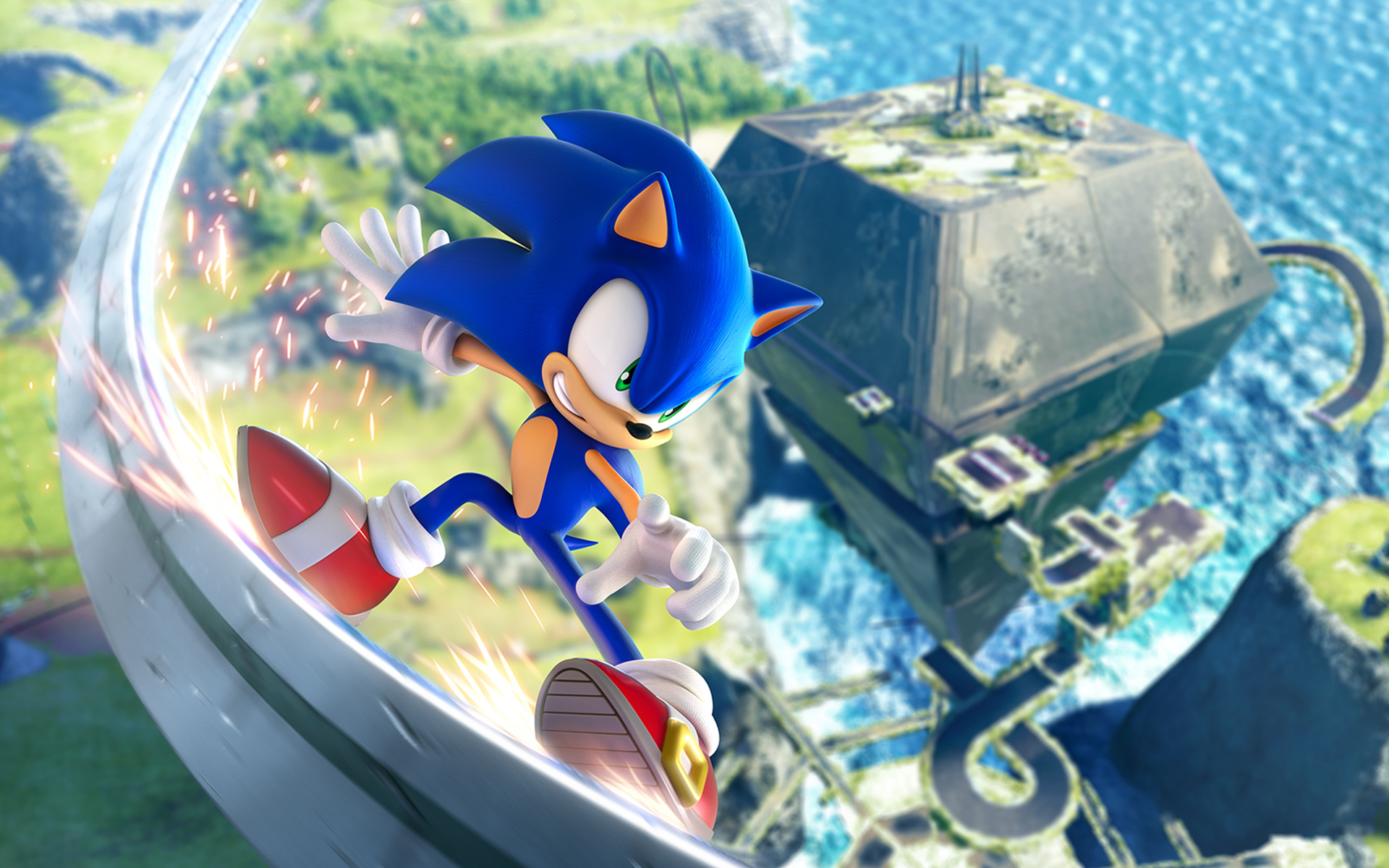Sonic the Hedgehog, rail grinding, Starfall Islands, HD Desktop wallpaper