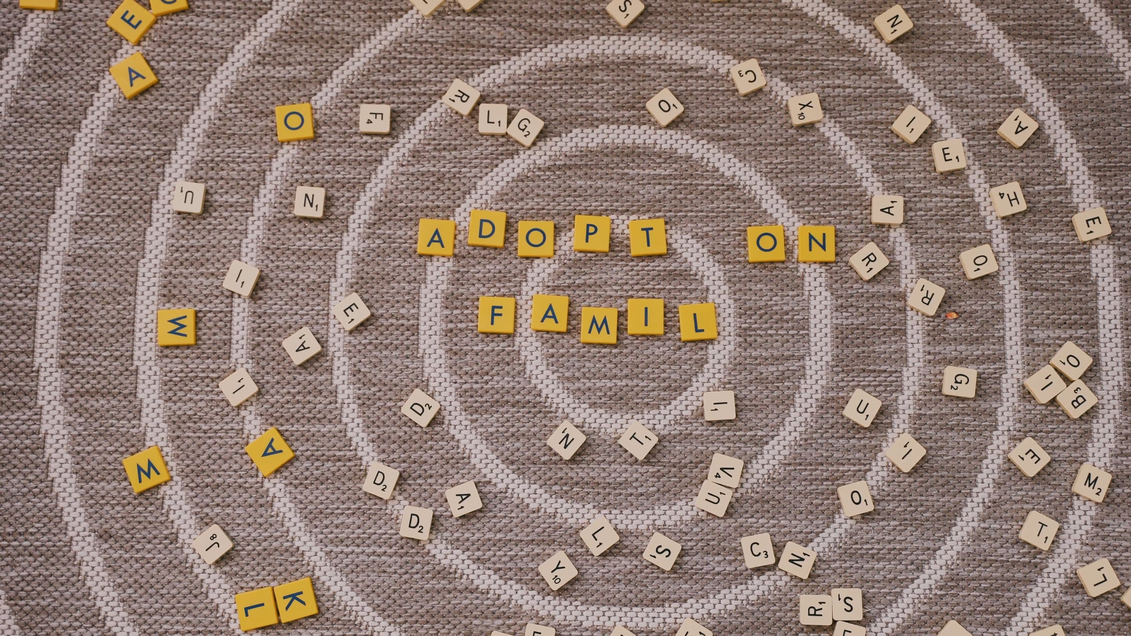 Scrabble tiles, Brown carpet, Scattered tiles, Free stock video, 3840x2160 4K Desktop