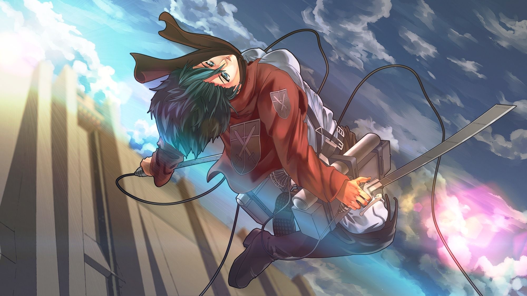 Mikasa Ackerman, Omni-directional mobility gear, Ultrahard steel blades, HD Desktop wallpaper