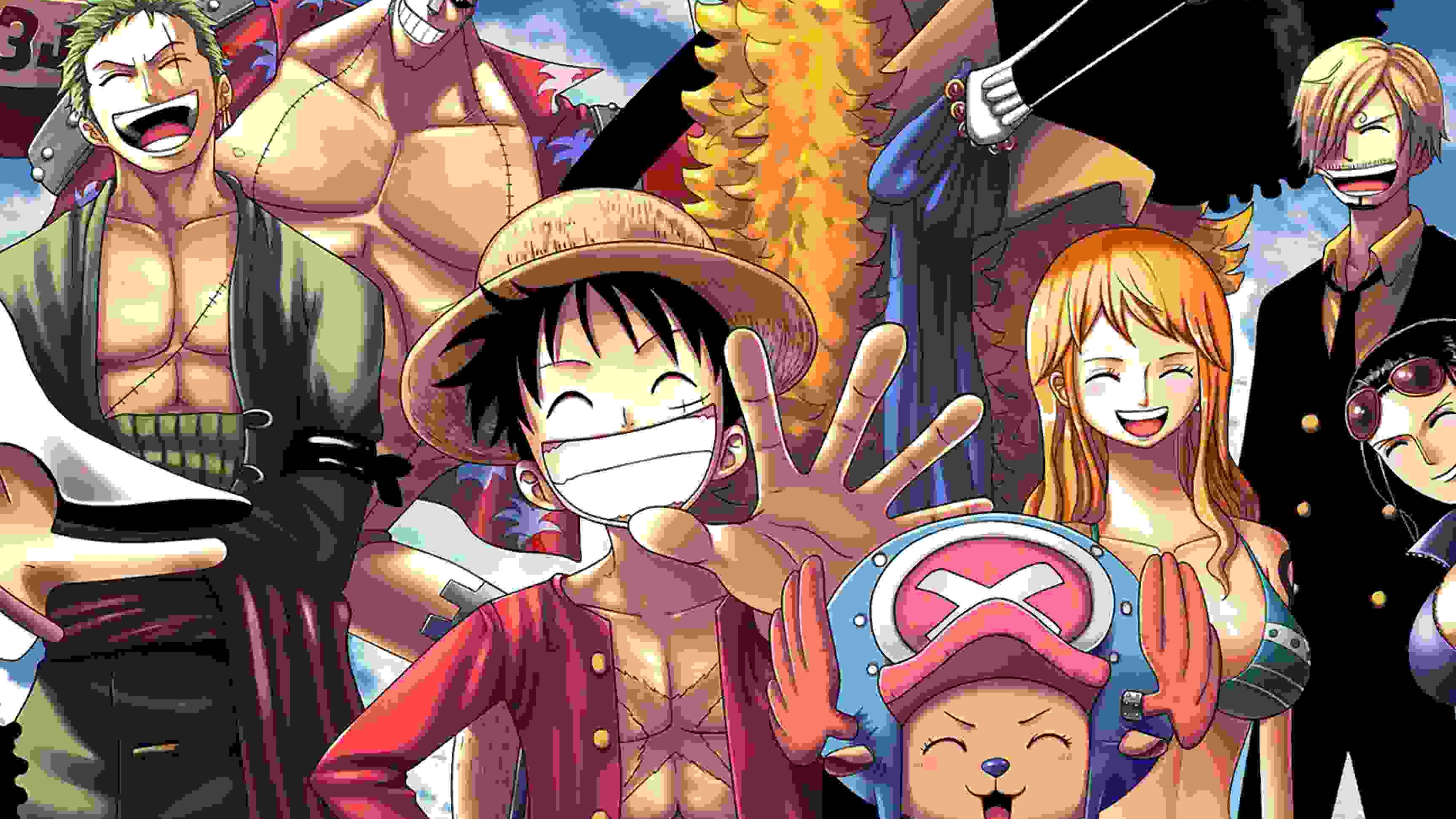 Nami, Monkey D. Luffy, Roronoa Zoro, Tony Tony Chopper, Straw Hat Pirates, 4K Desktop wallpaper