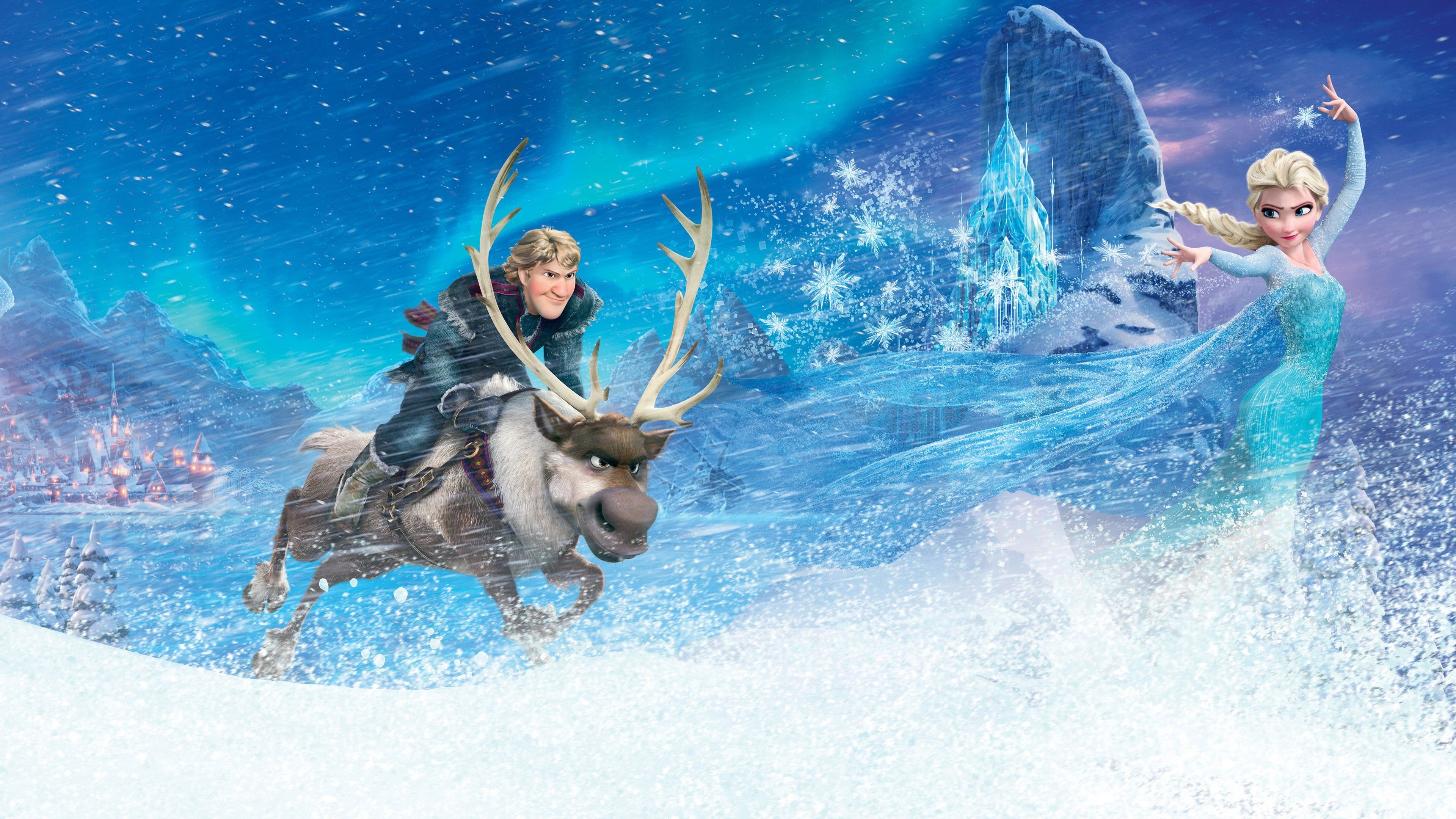 Sven and Kristoff, Elsa (Frozen) Wallpaper, 3840x2160 4K Desktop