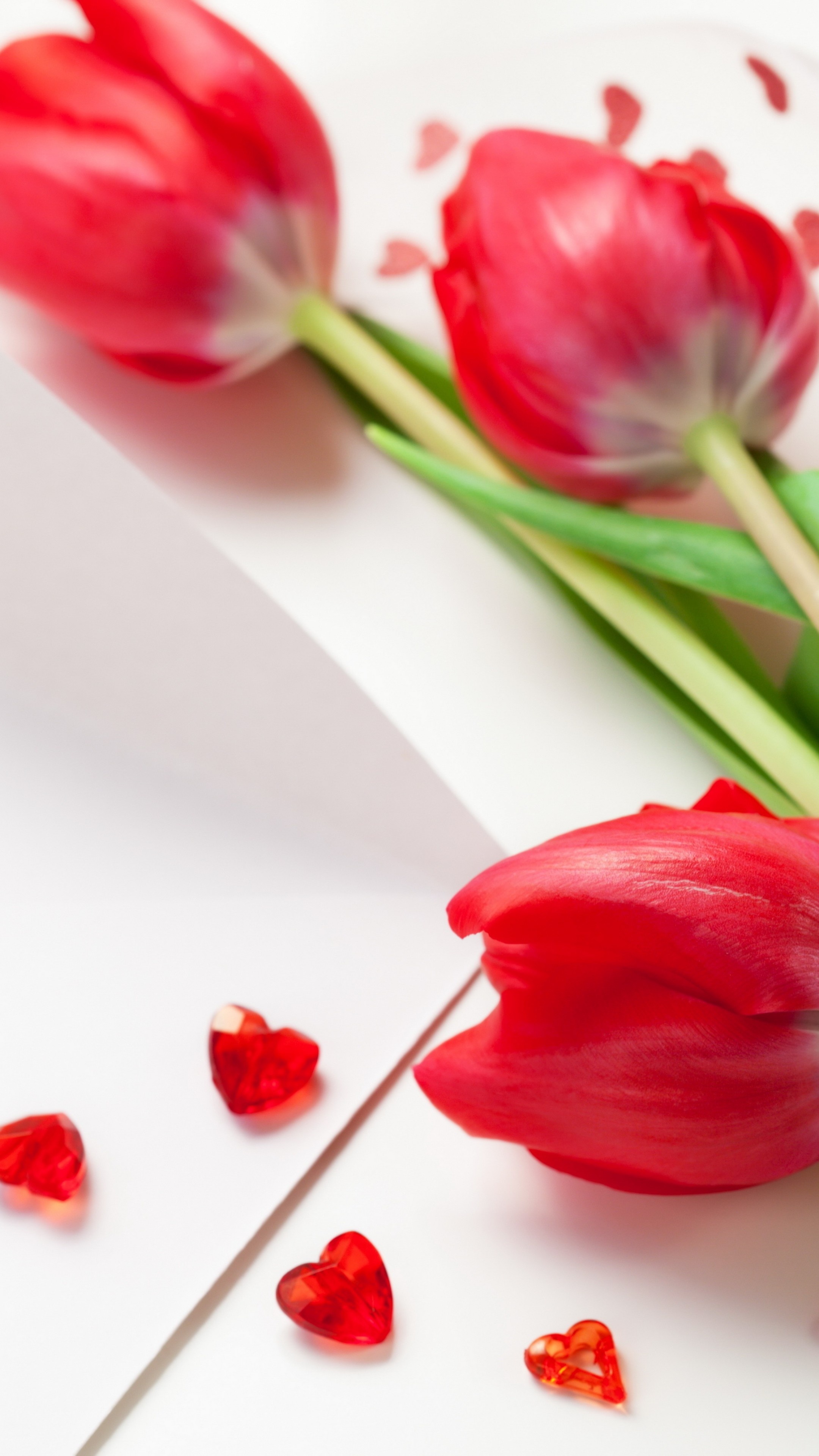 Tulip field, Red heart, Spring flowers, Natural beauty, 2160x3840 4K Phone