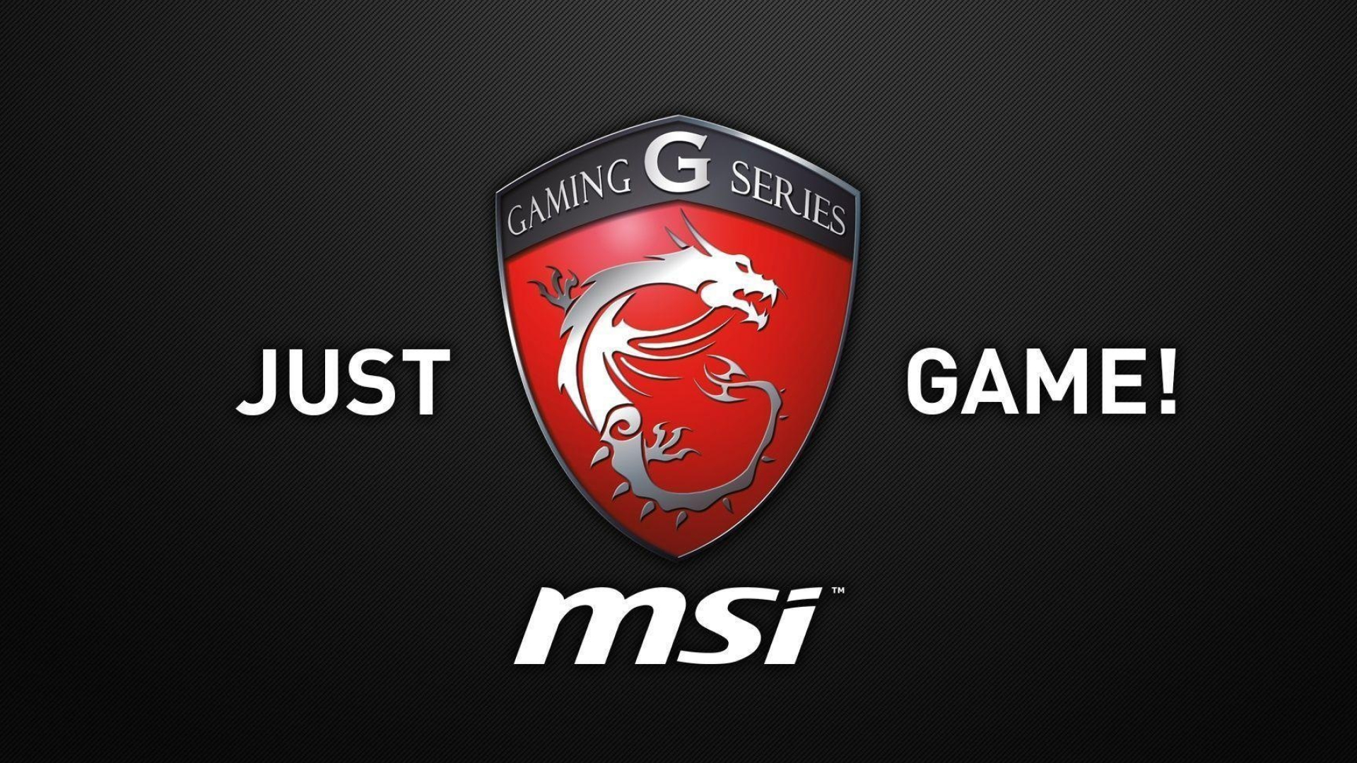 MSI Gaming Series dragon shield, MSI logo, JUST GAME! text, Full HD Desktop wallpaper