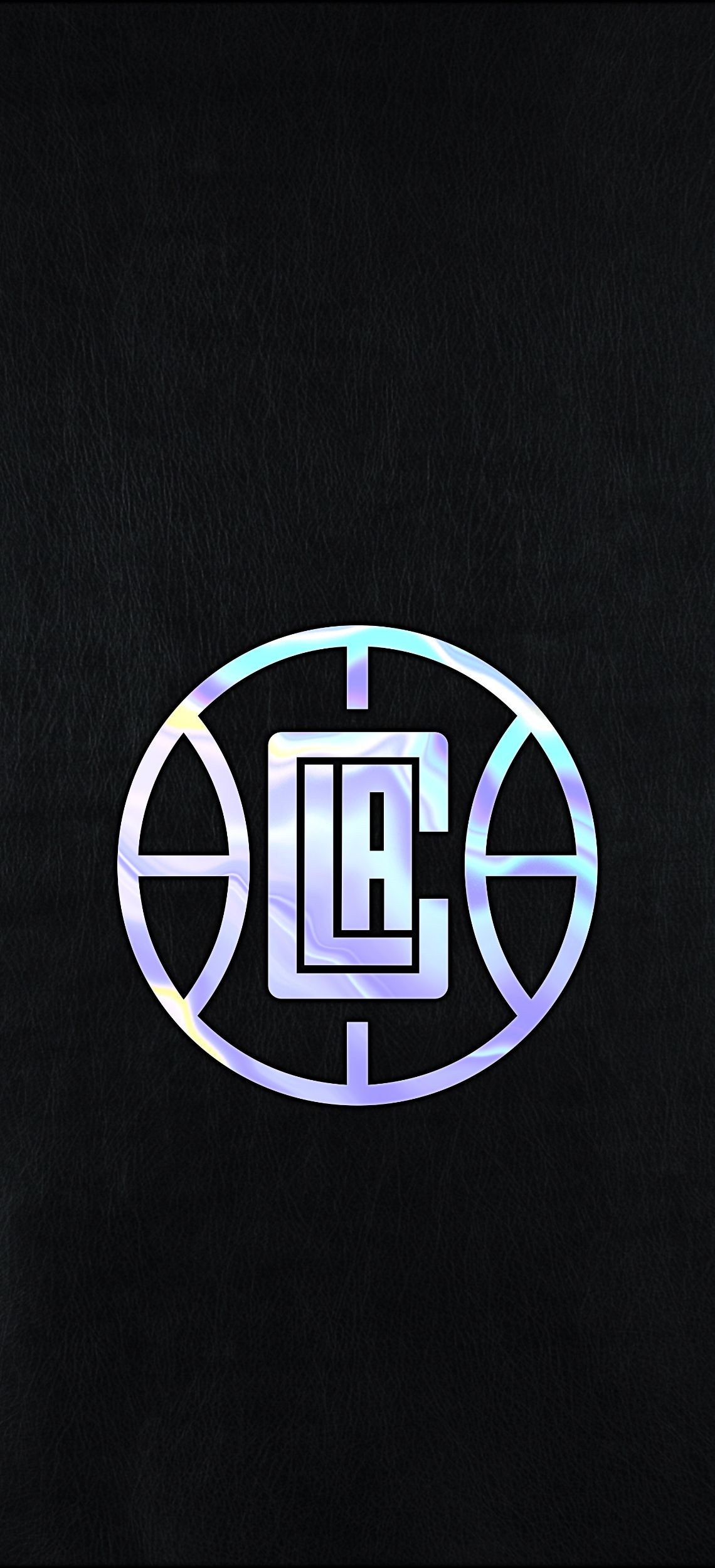 Los Angeles Clippers logo, Iridescent holographic finish, Black leather texture, HD Phone wallpaper
