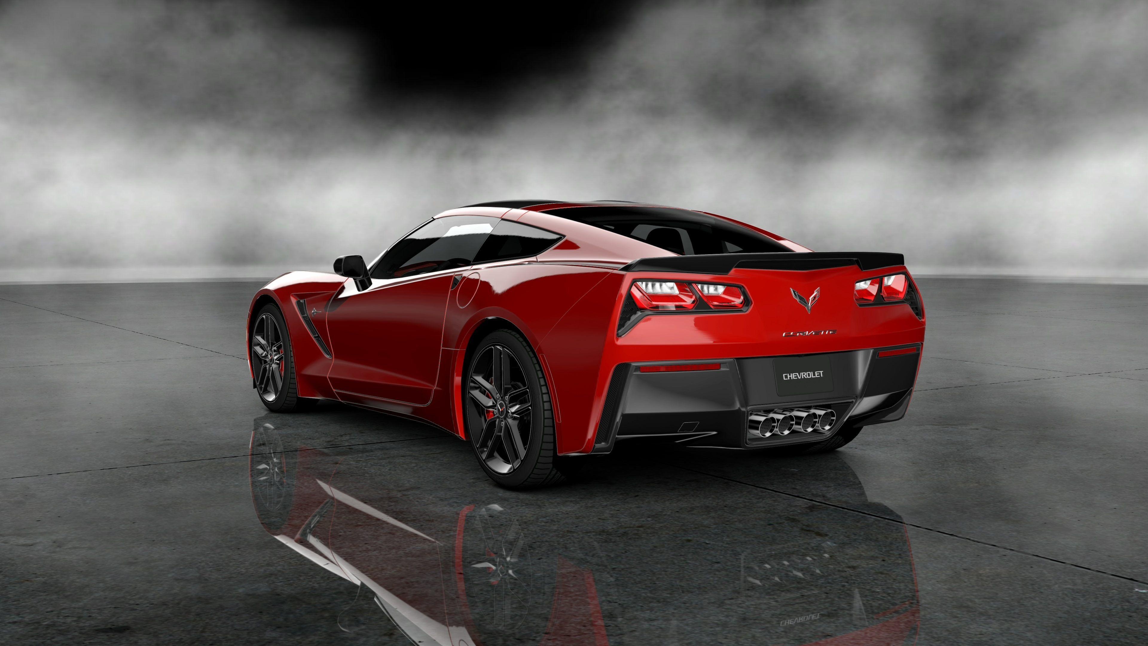 C7 Stingray 2014 Rear View, Corvette Wallpaper, 3840x2160 4K Desktop