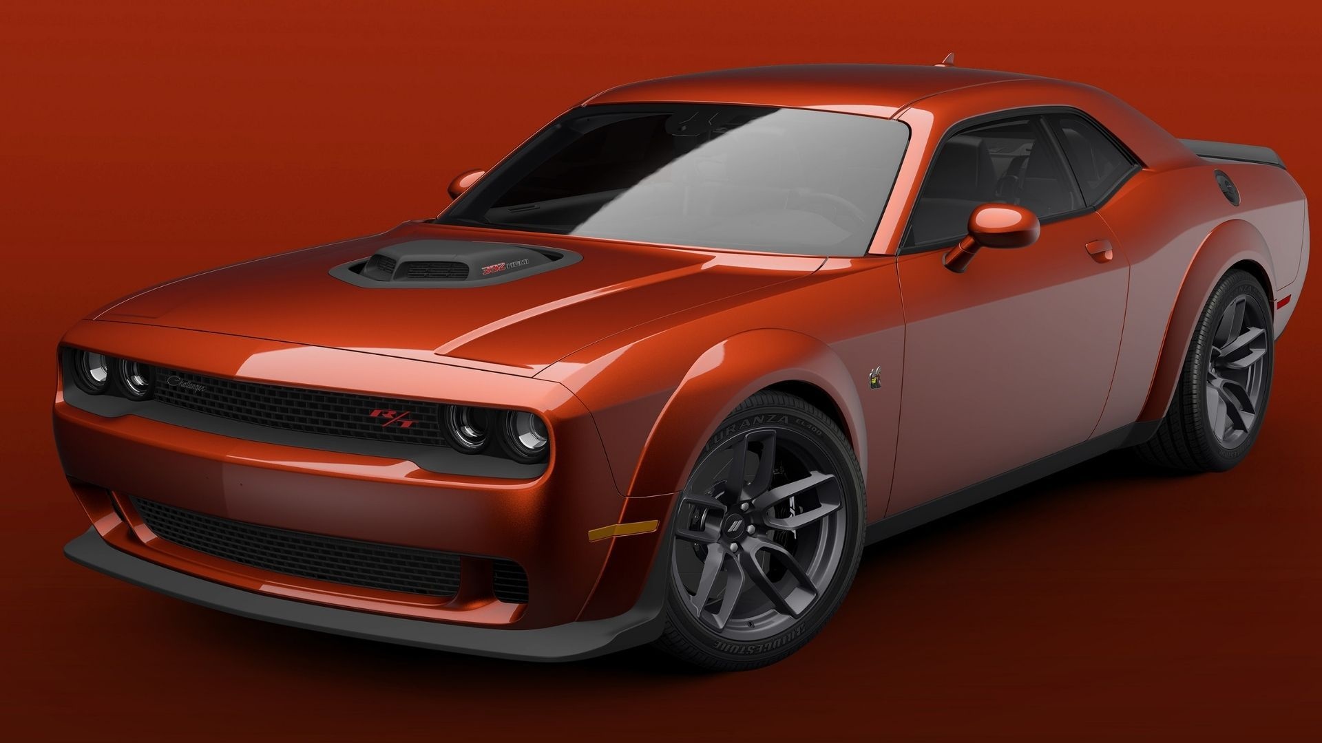 Dodge Challenger R/T Scat Pack, Shaker hood scoop, metallic copper paint, Full HD Desktop wallpaper